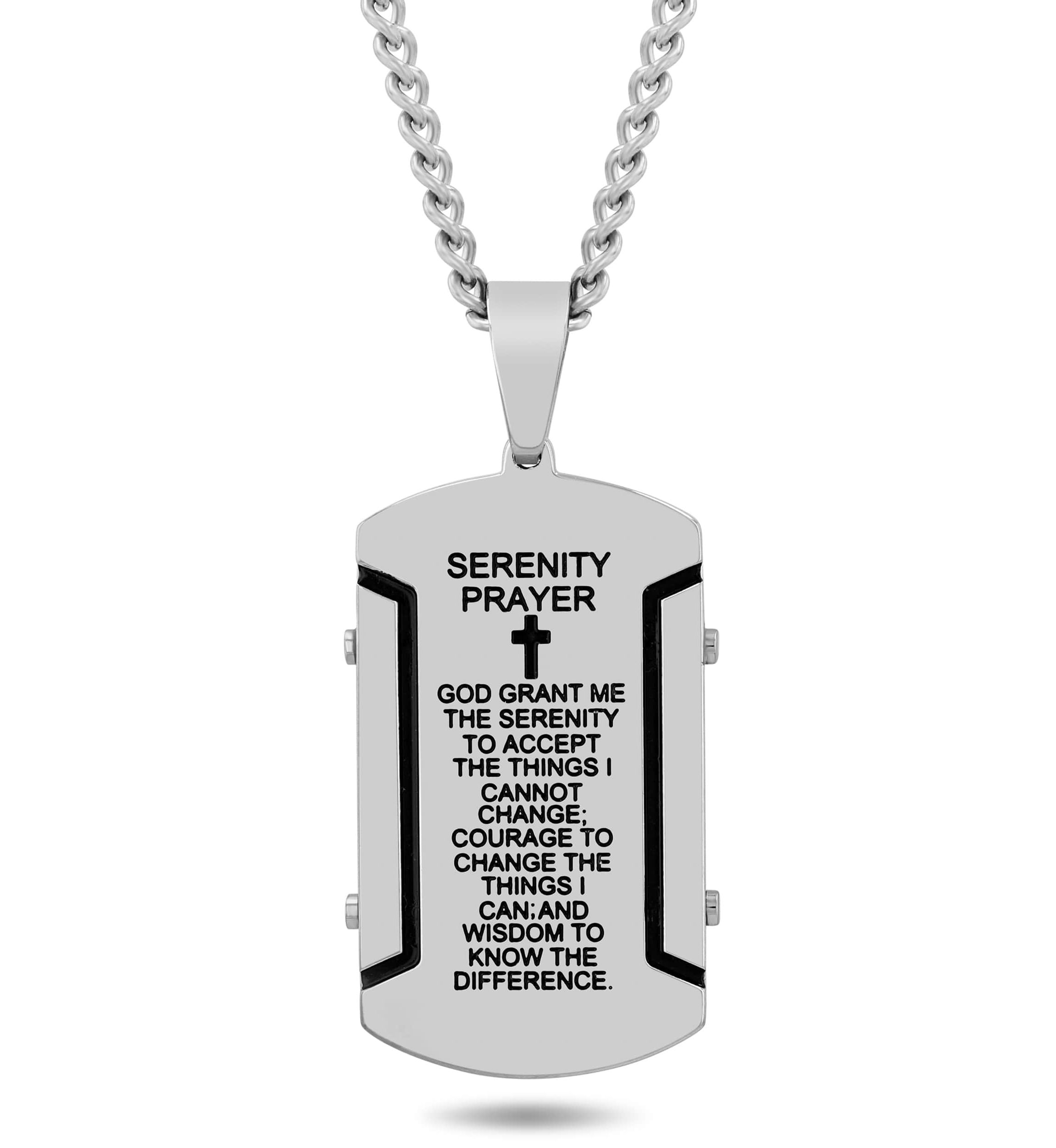 Stainless Steel Prayer Rivet with Black Finish Dog Tag Pendant