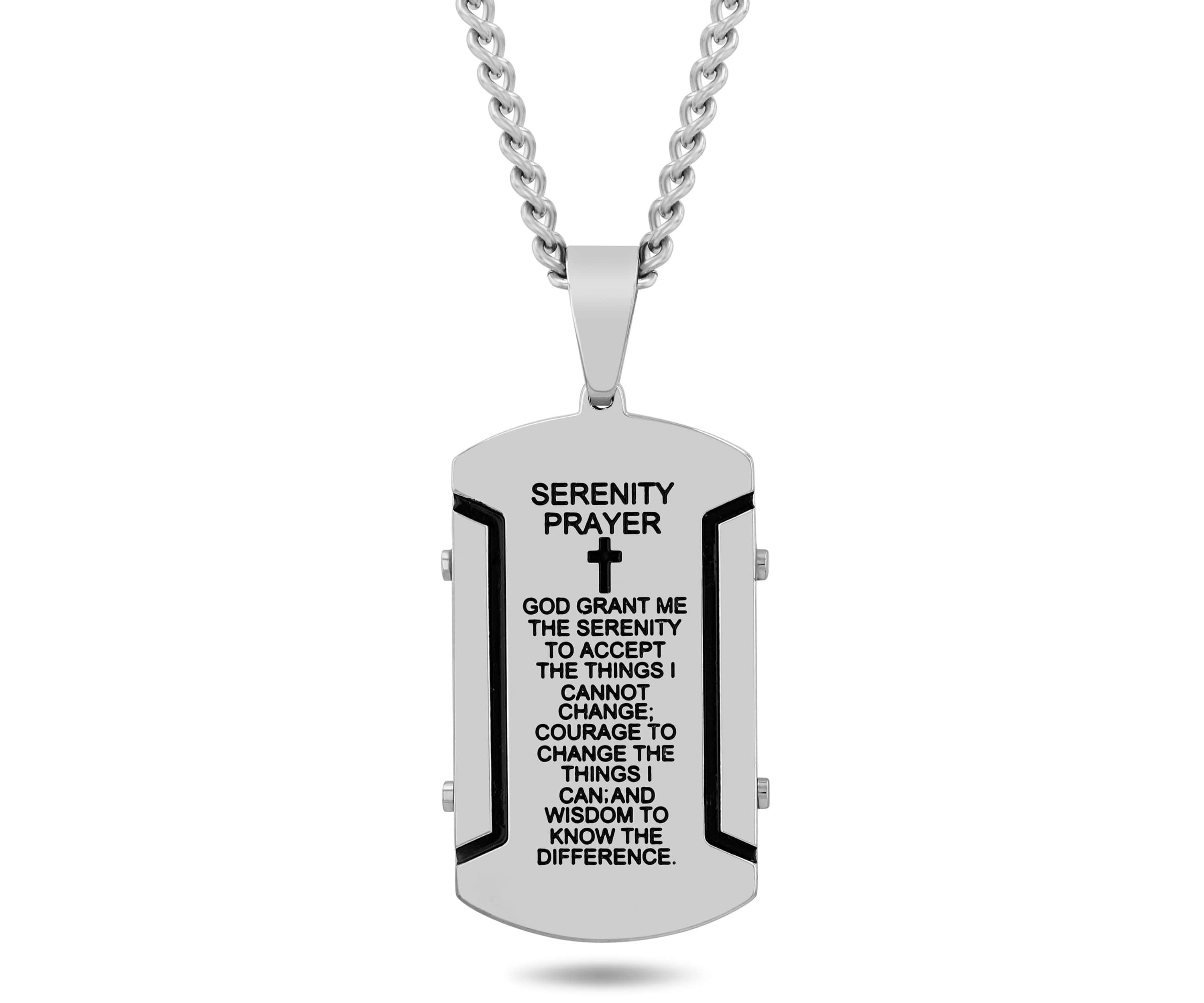 Stainless Steel Prayer Rivet with Black Finish Dog Tag Pendant