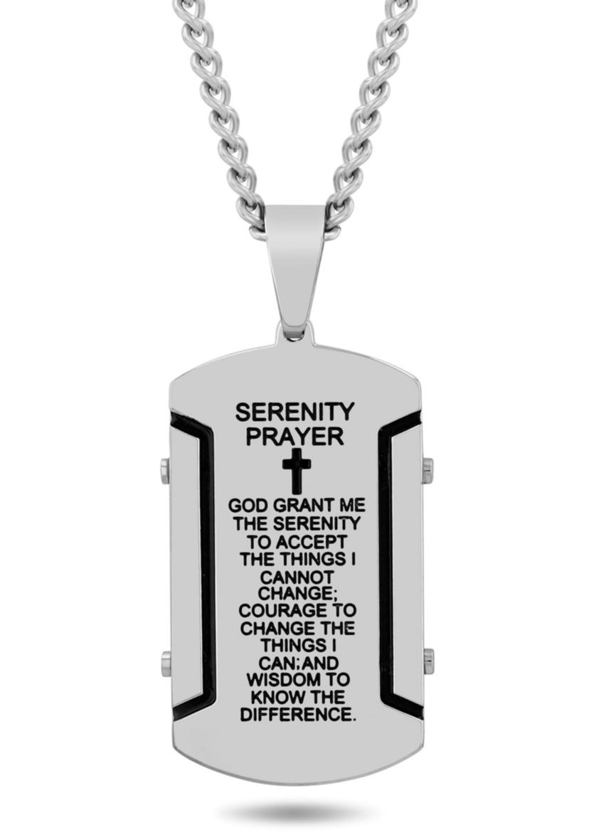 Stainless Steel Prayer Rivet with Black Finish Dog Tag Pendant