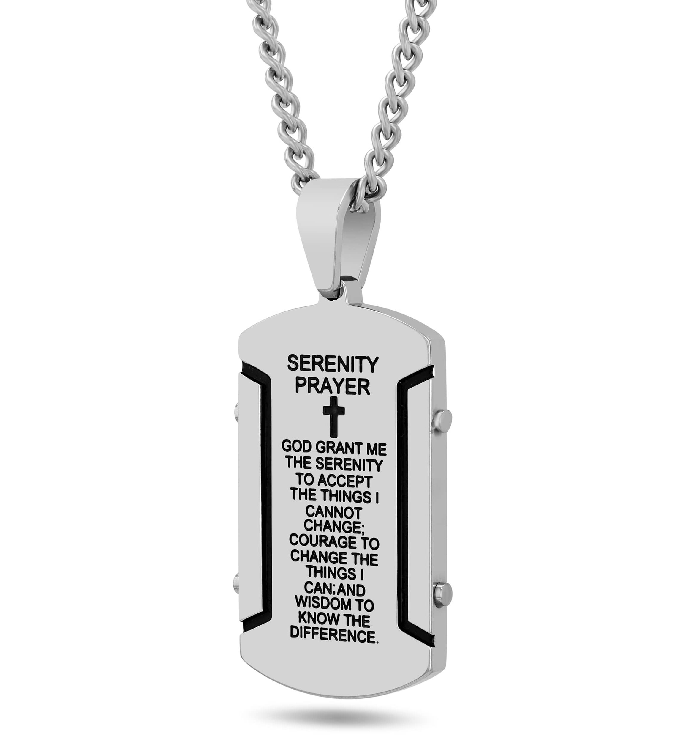 Stainless Steel Prayer Rivet with Black Finish Dog Tag Pendant