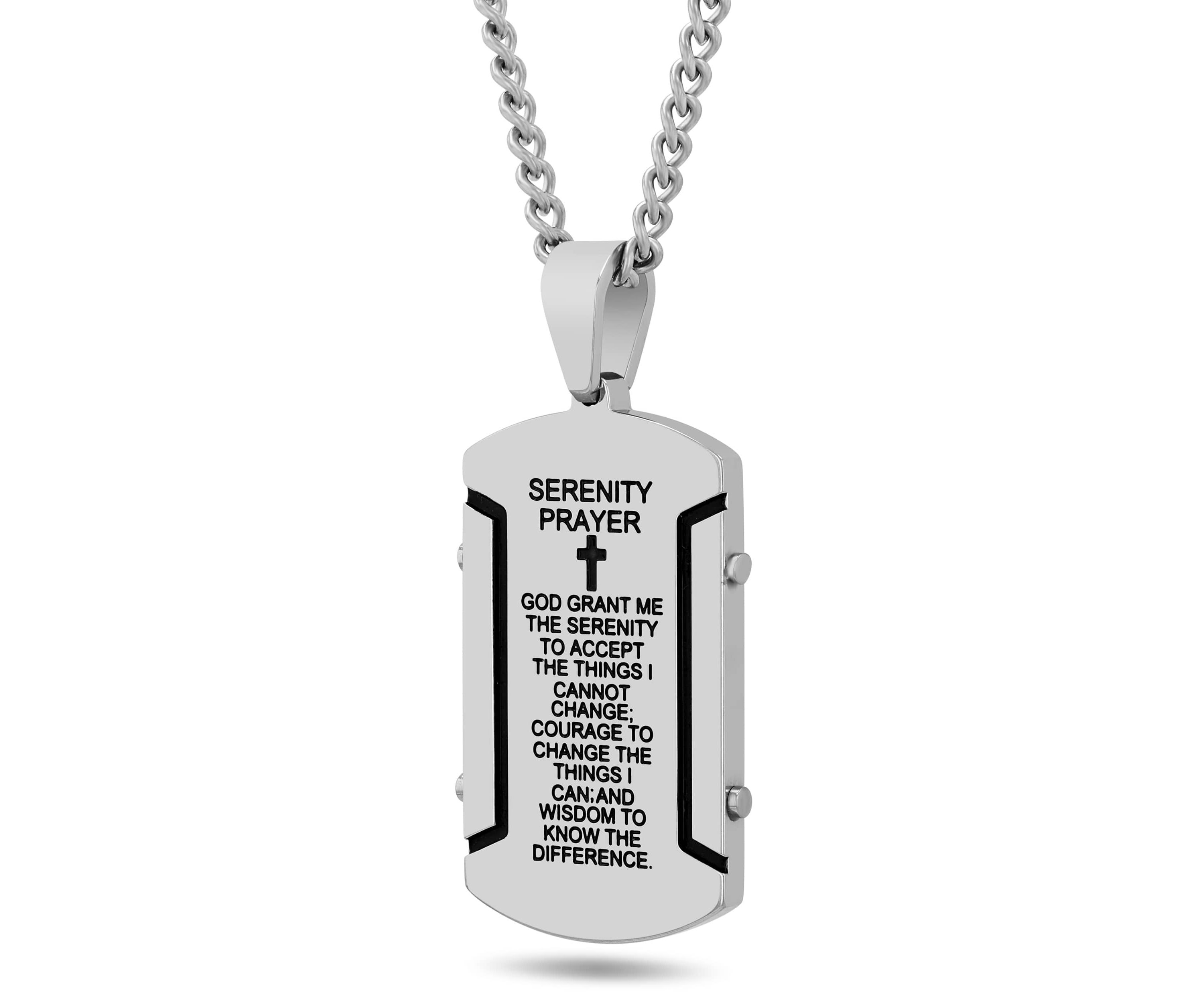 Stainless Steel Prayer Rivet with Black Finish Dog Tag Pendant