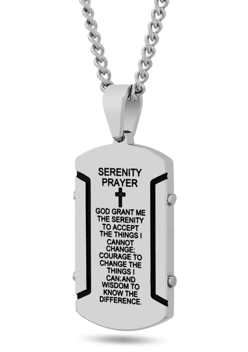 Stainless Steel Prayer Rivet with Black Finish Dog Tag Pendant