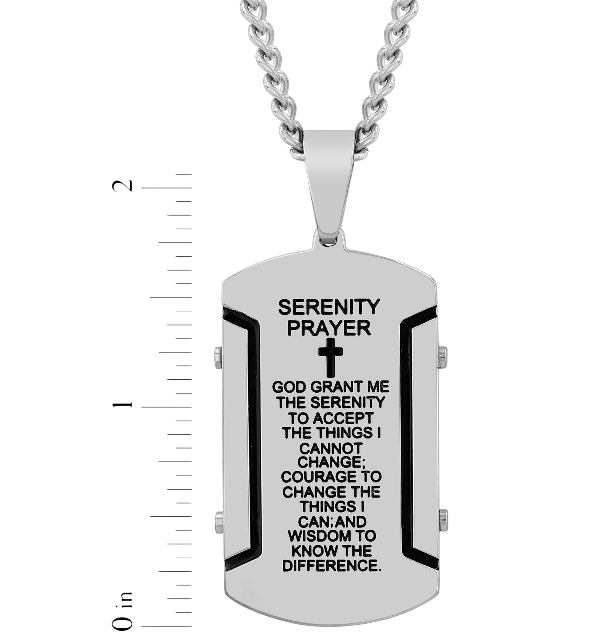 Stainless Steel Prayer Rivet with Black Finish Dog Tag Pendant