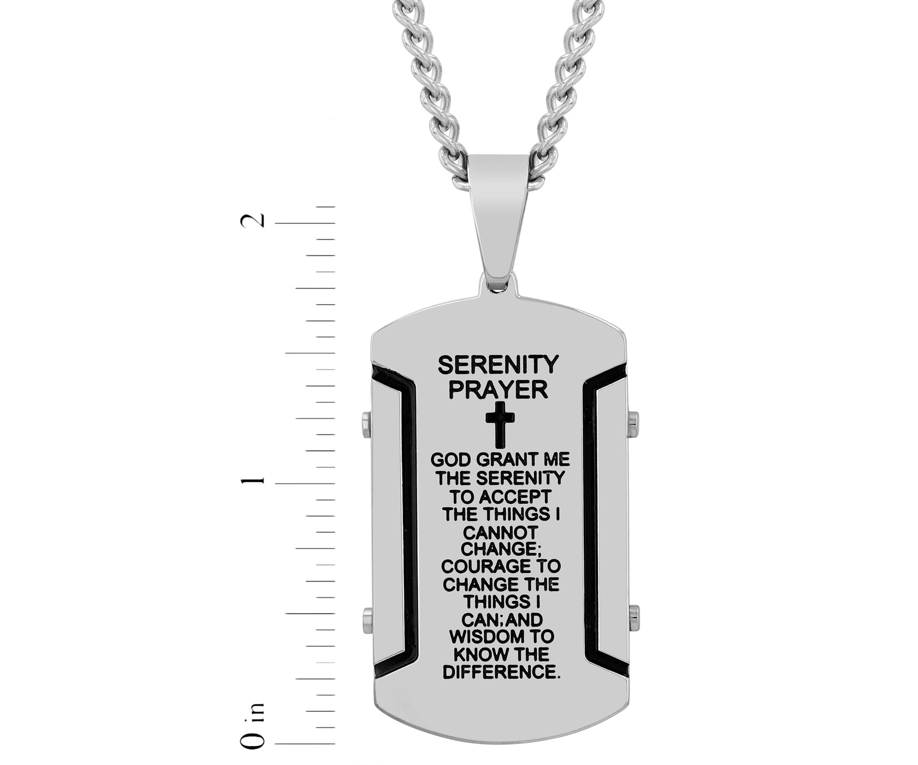 Stainless Steel Prayer Rivet with Black Finish Dog Tag Pendant