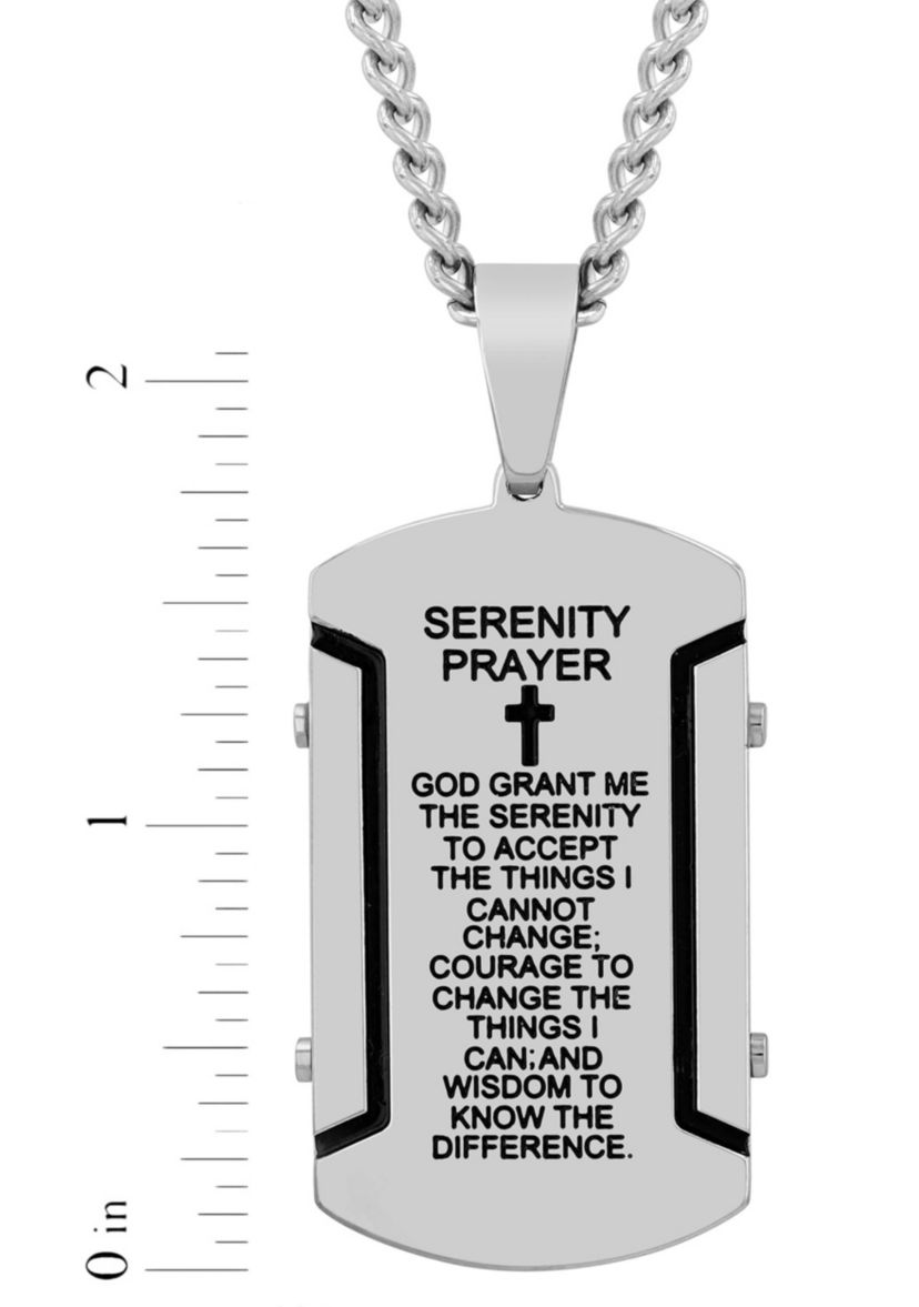 Stainless Steel Prayer Rivet with Black Finish Dog Tag Pendant