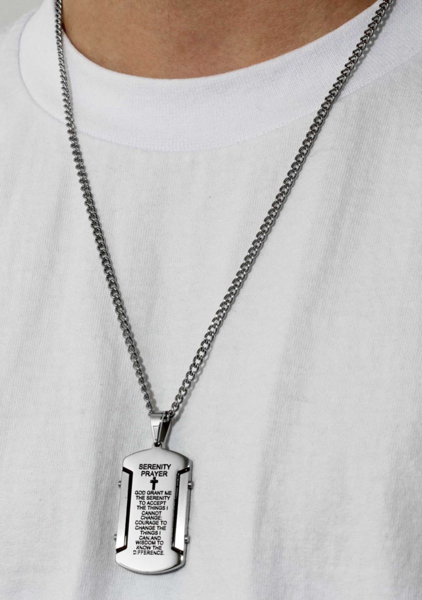 Stainless Steel Prayer Rivet with Black Finish Dog Tag Pendant