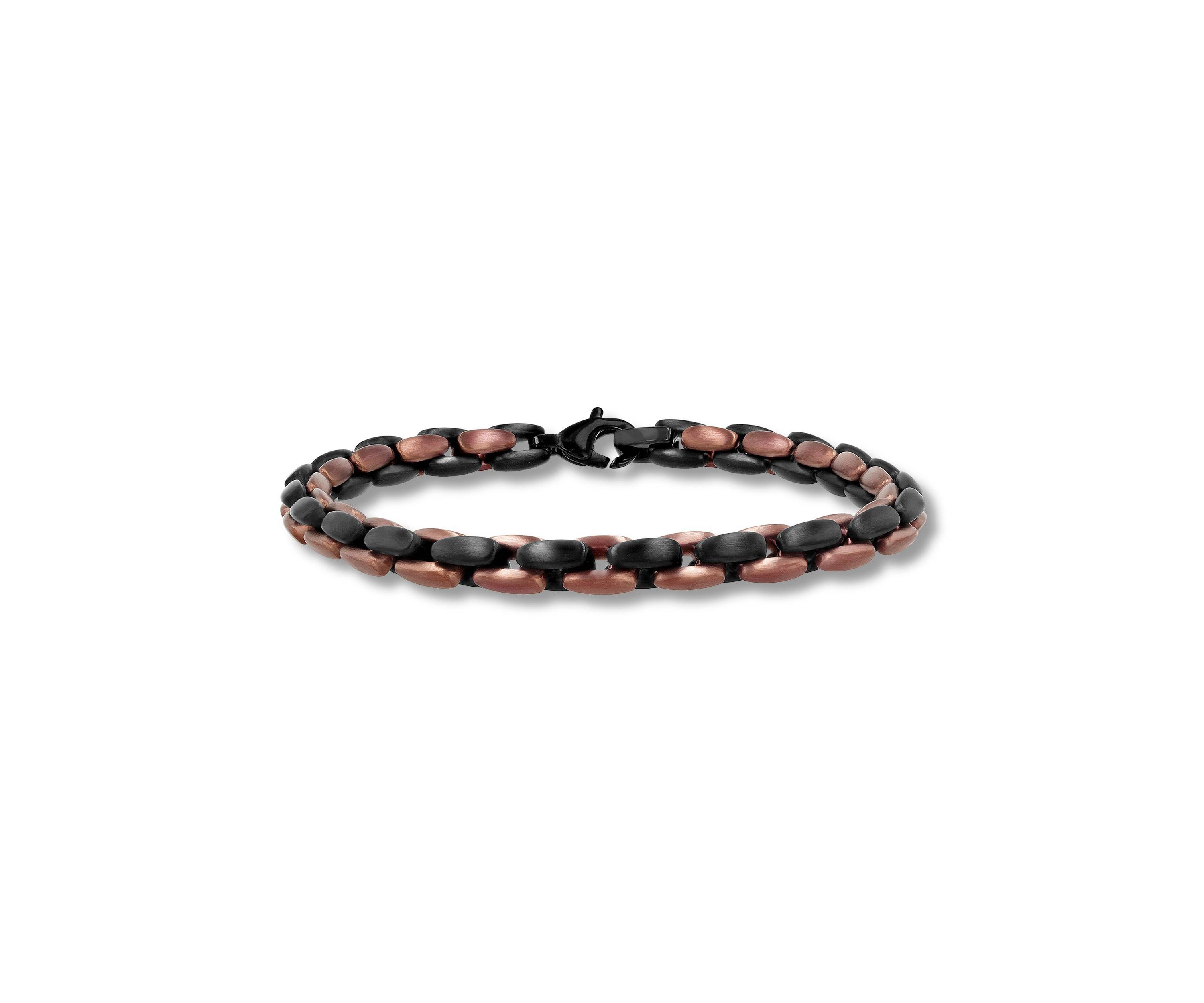 Mens Stainless Steel Black and Brown Two-tone Finish 9" Link Bracelet