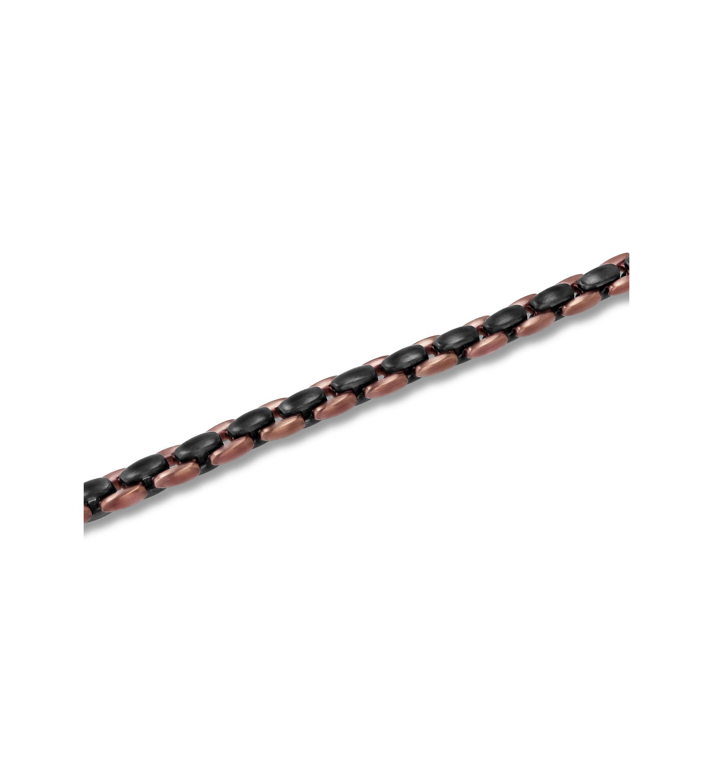 Mens Stainless Steel Black and Brown Two-tone Finish 9" Link Bracelet