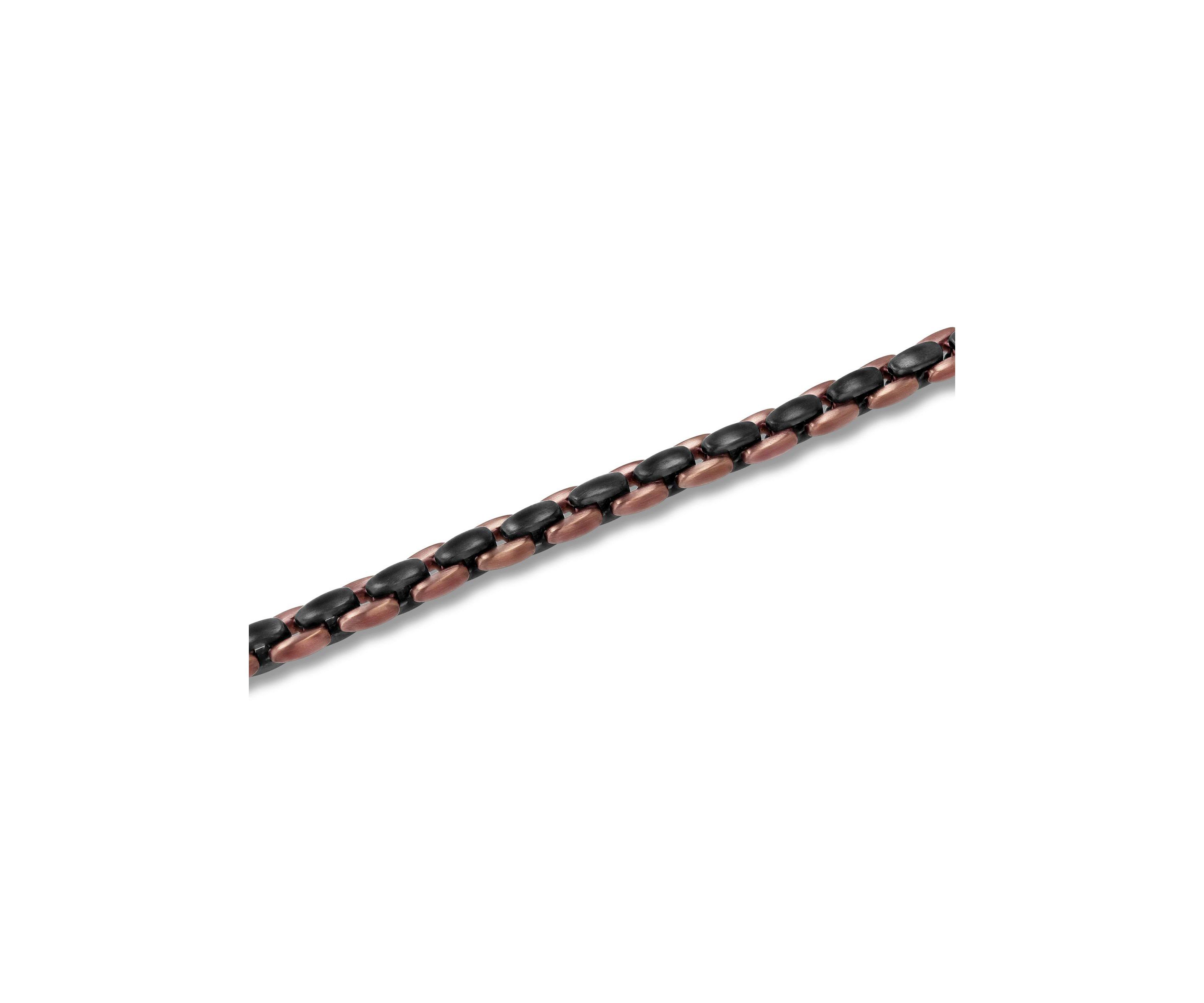 Mens Stainless Steel Black and Brown Two-tone Finish 9" Link Bracelet