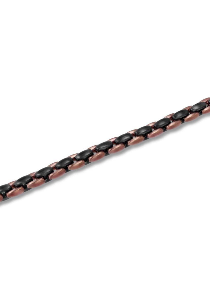 Mens Stainless Steel Black and Brown Two-tone Finish 9" Link Bracelet