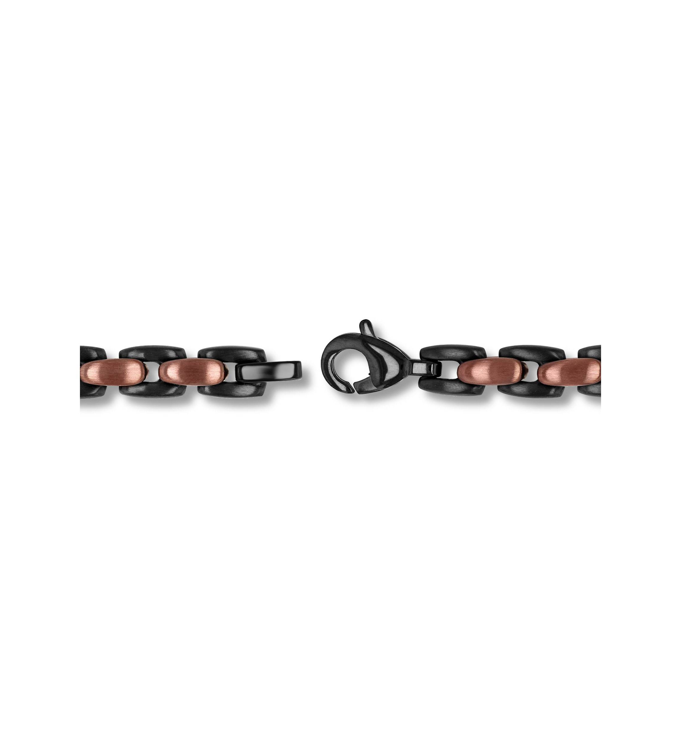 Mens Stainless Steel Black and Brown Two-tone Finish 9" Link Bracelet