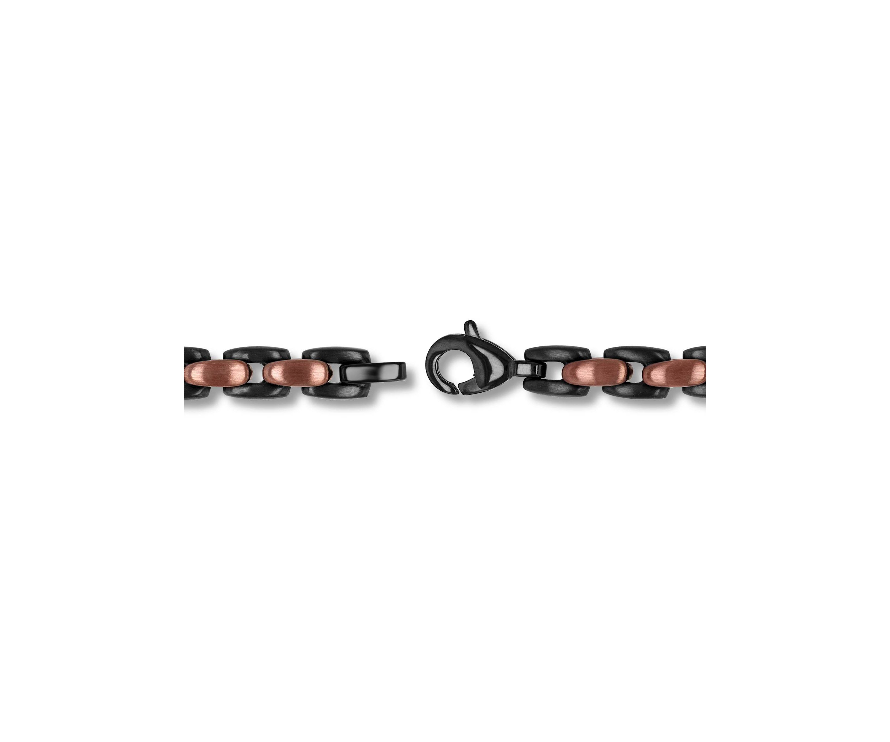 Mens Stainless Steel Black and Brown Two-tone Finish 9" Link Bracelet