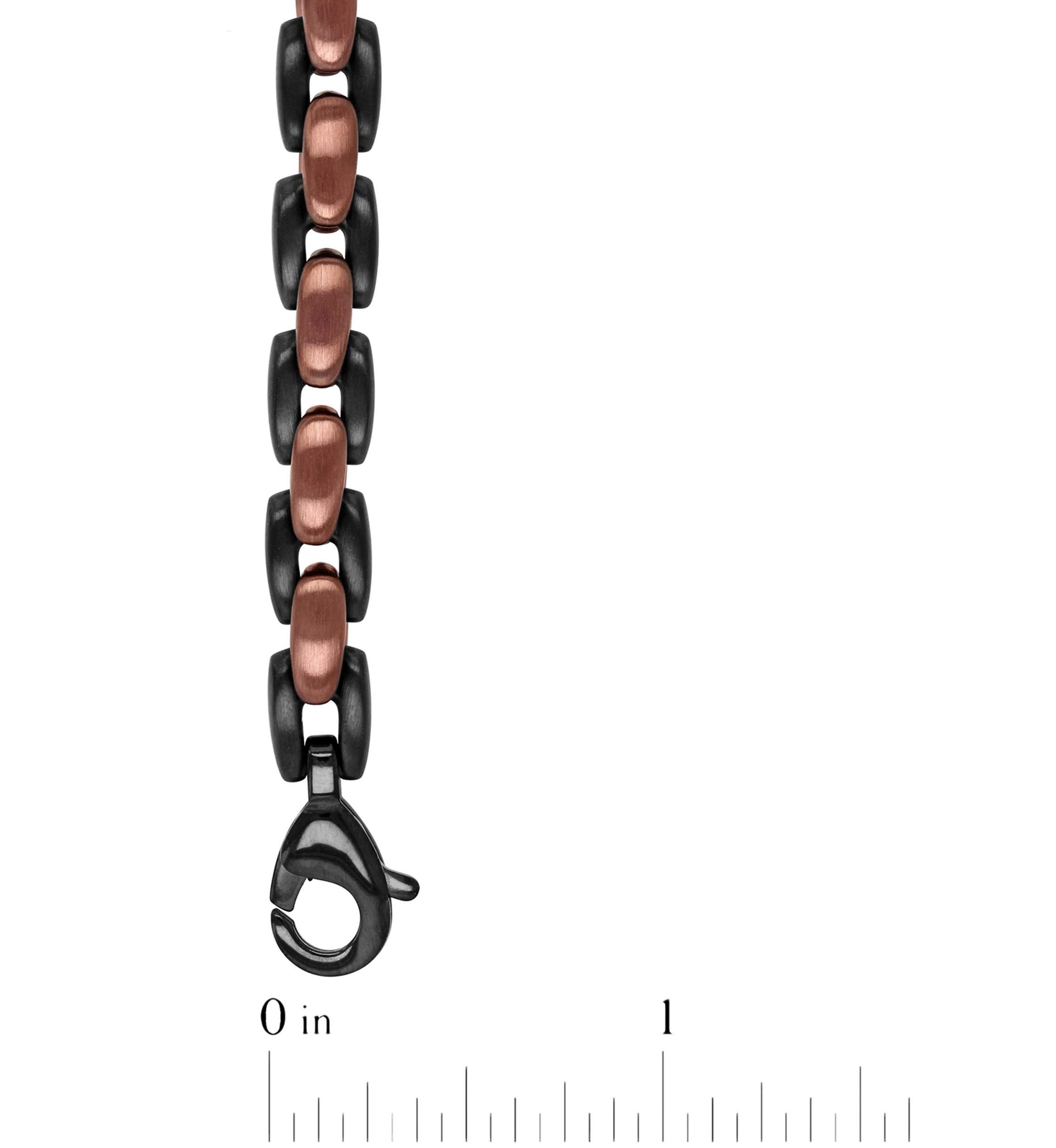 Mens Stainless Steel Black and Brown Two-tone Finish 9" Link Bracelet
