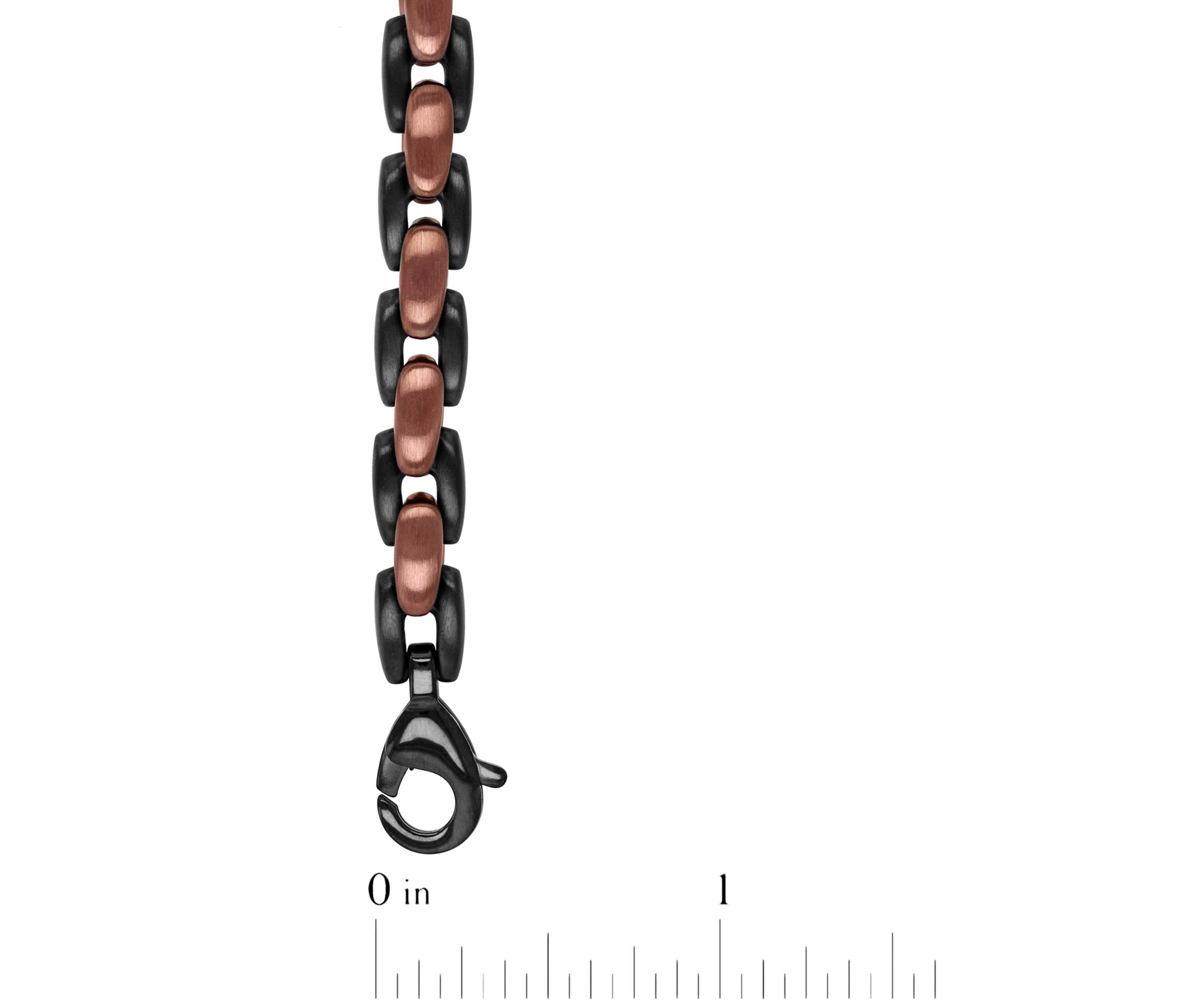 Mens Stainless Steel Black and Brown Two-tone Finish 9" Link Bracelet