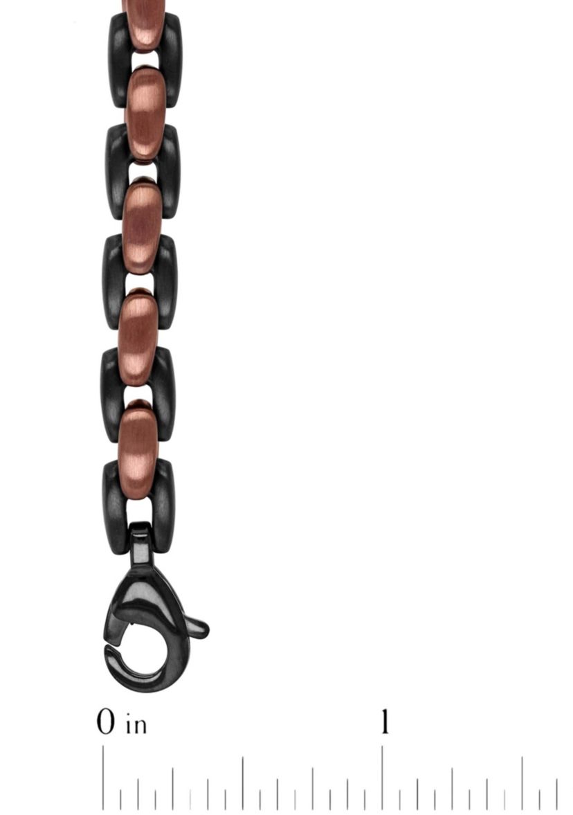 Mens Stainless Steel Black and Brown Two-tone Finish 9" Link Bracelet