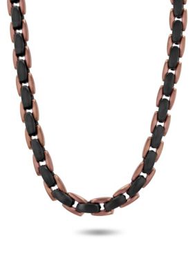 Belk & Co Men's Stainless Steel Black and Brown Two-tone Finish 24" Link Chain, 24 in