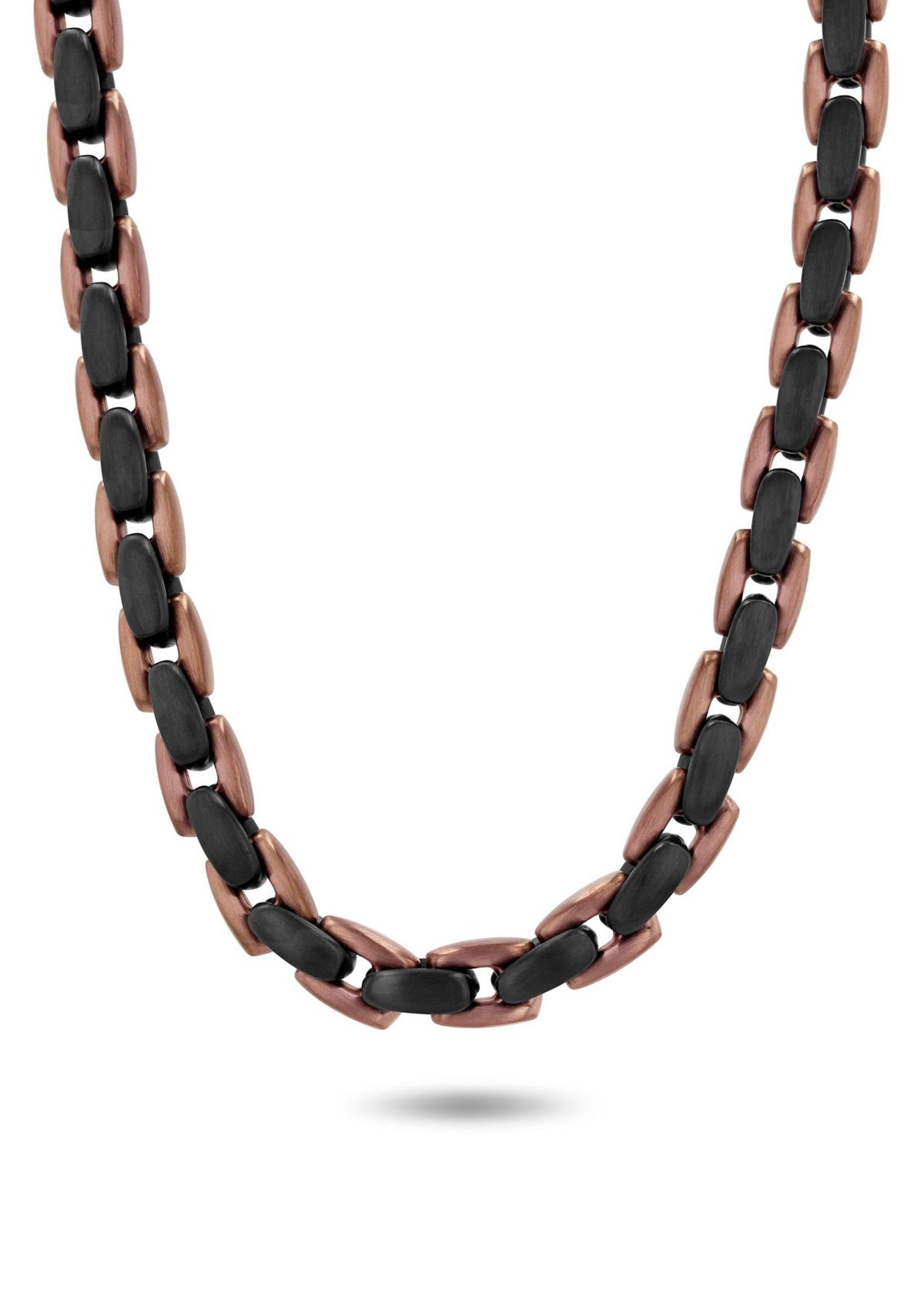 Mens Stainless Steel Black and Brown Two-tone Finish 24" Link Chain