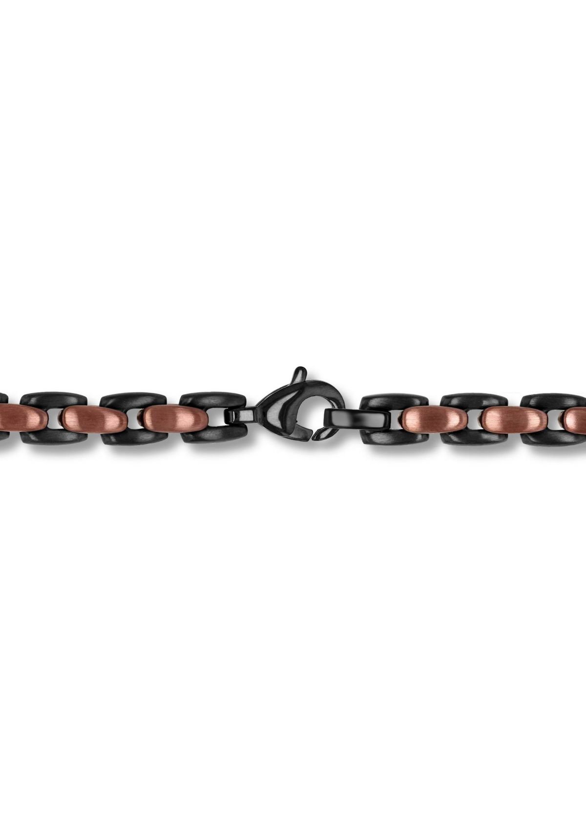 Mens Stainless Steel Black and Brown Two-tone Finish 24" Link Chain