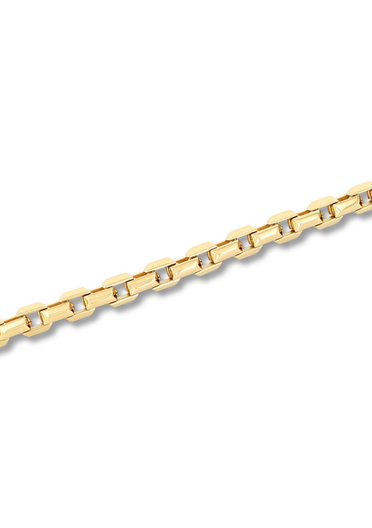 Mens Stainless Steel Yellow Finish Beveled 8.5" Square Link Bracelet