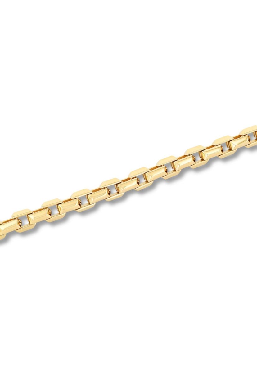 Mens Stainless Steel Yellow Finish Beveled 8.5" Square Link Bracelet