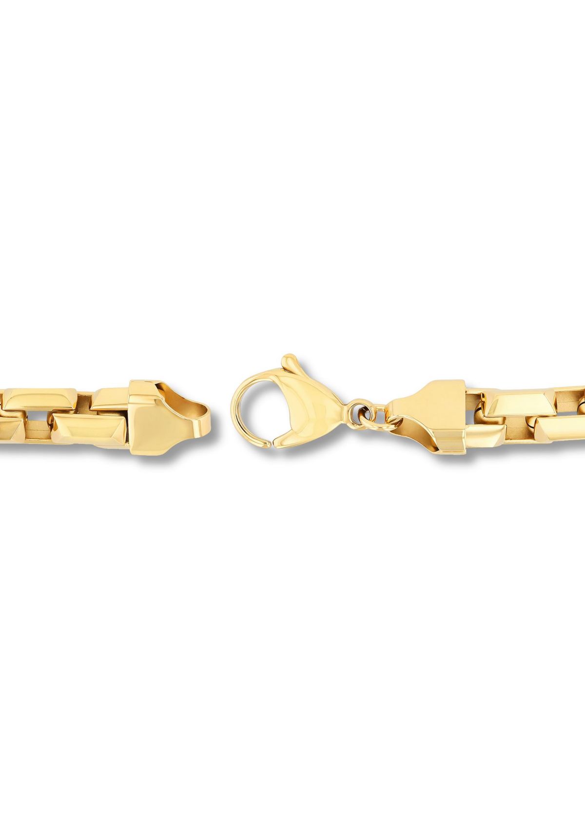 Mens Stainless Steel Yellow Finish Beveled 8.5" Square Link Bracelet