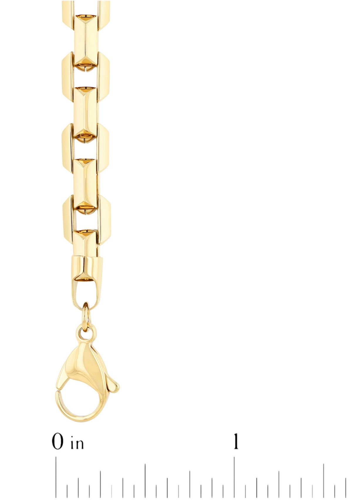 Mens Stainless Steel Yellow Finish Beveled 8.5" Square Link Bracelet