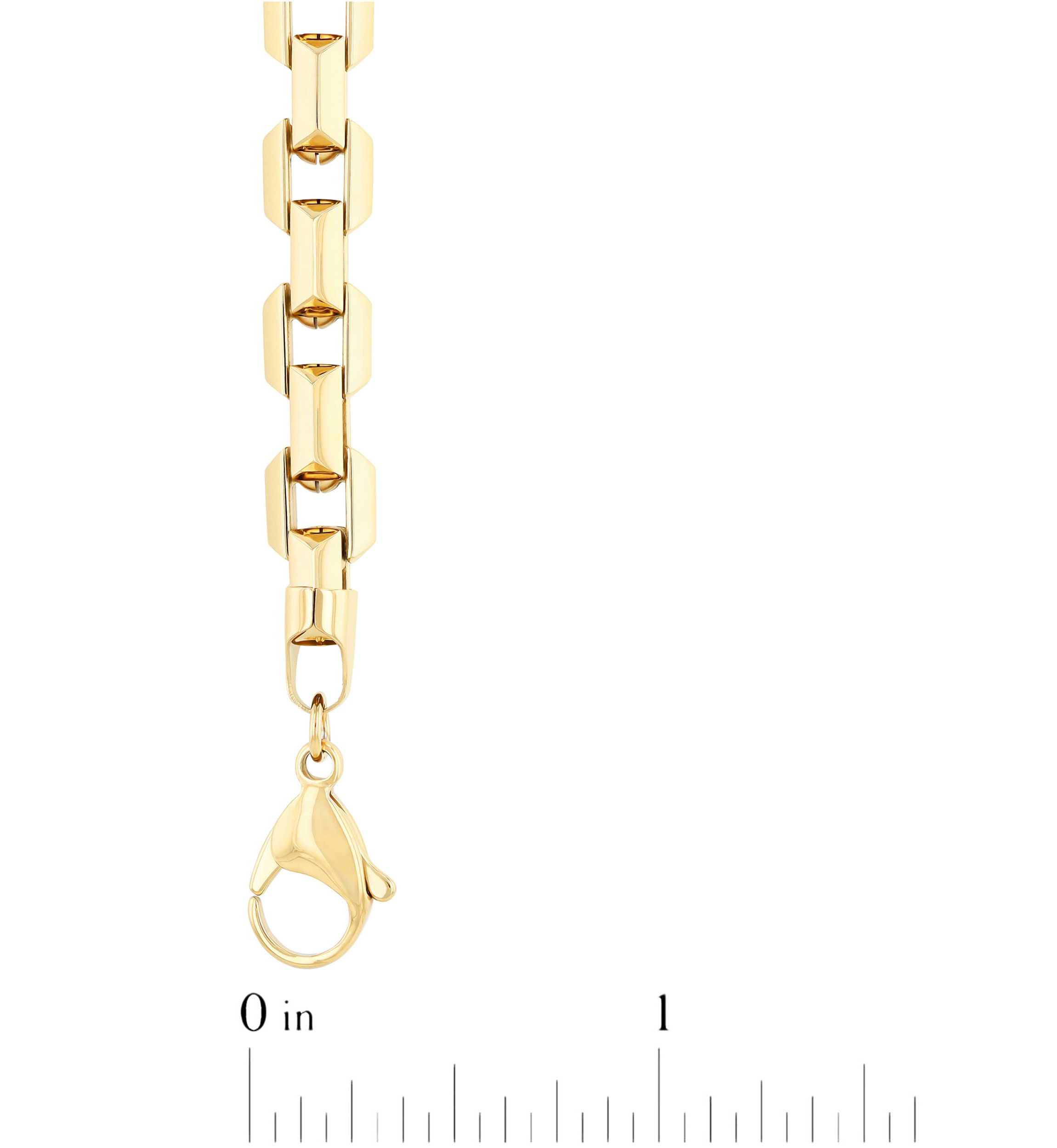 Mens Stainless Steel Yellow Finish Beveled 24" Square Link Chain Necklace