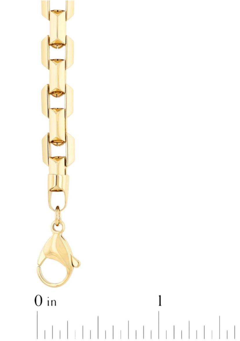 Mens Stainless Steel Yellow Finish Beveled 24" Square Link Chain Necklace