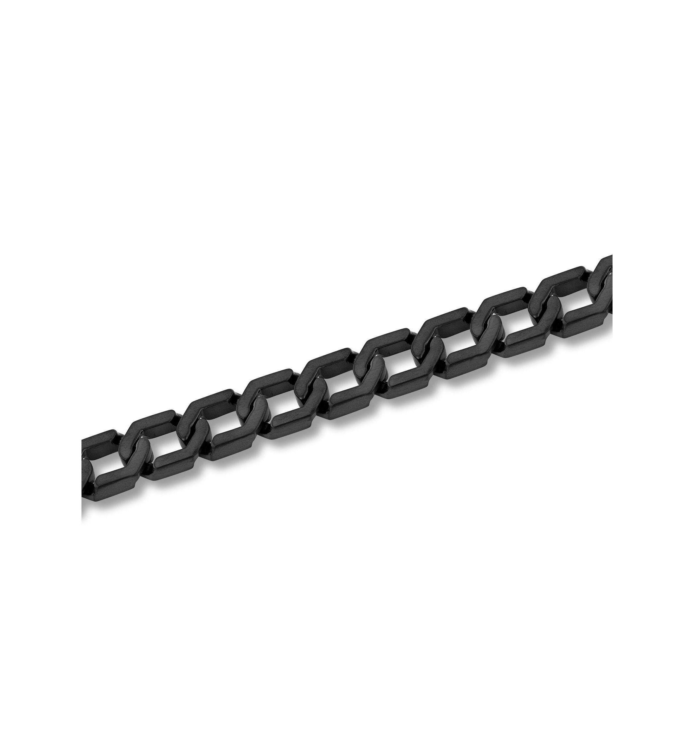 Mens Stainless Steel Matte Black Finish 8.75" Hexagon Link Bracelet