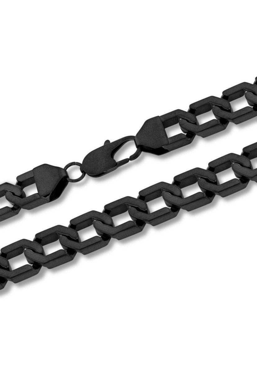 Mens Stainless Steel Matte Black Finish 20" Hexagon Link Chain Necklace