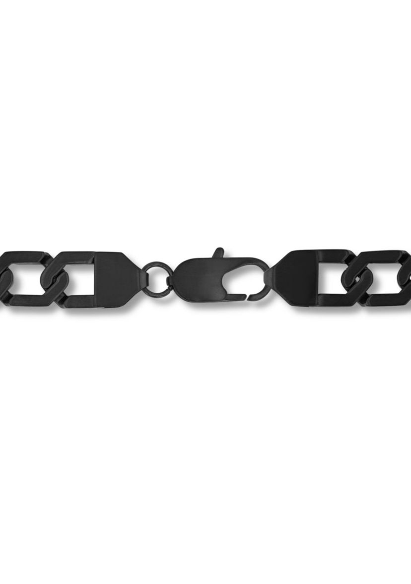 Mens Stainless Steel Matte Black Finish 20" Hexagon Link Chain Necklace