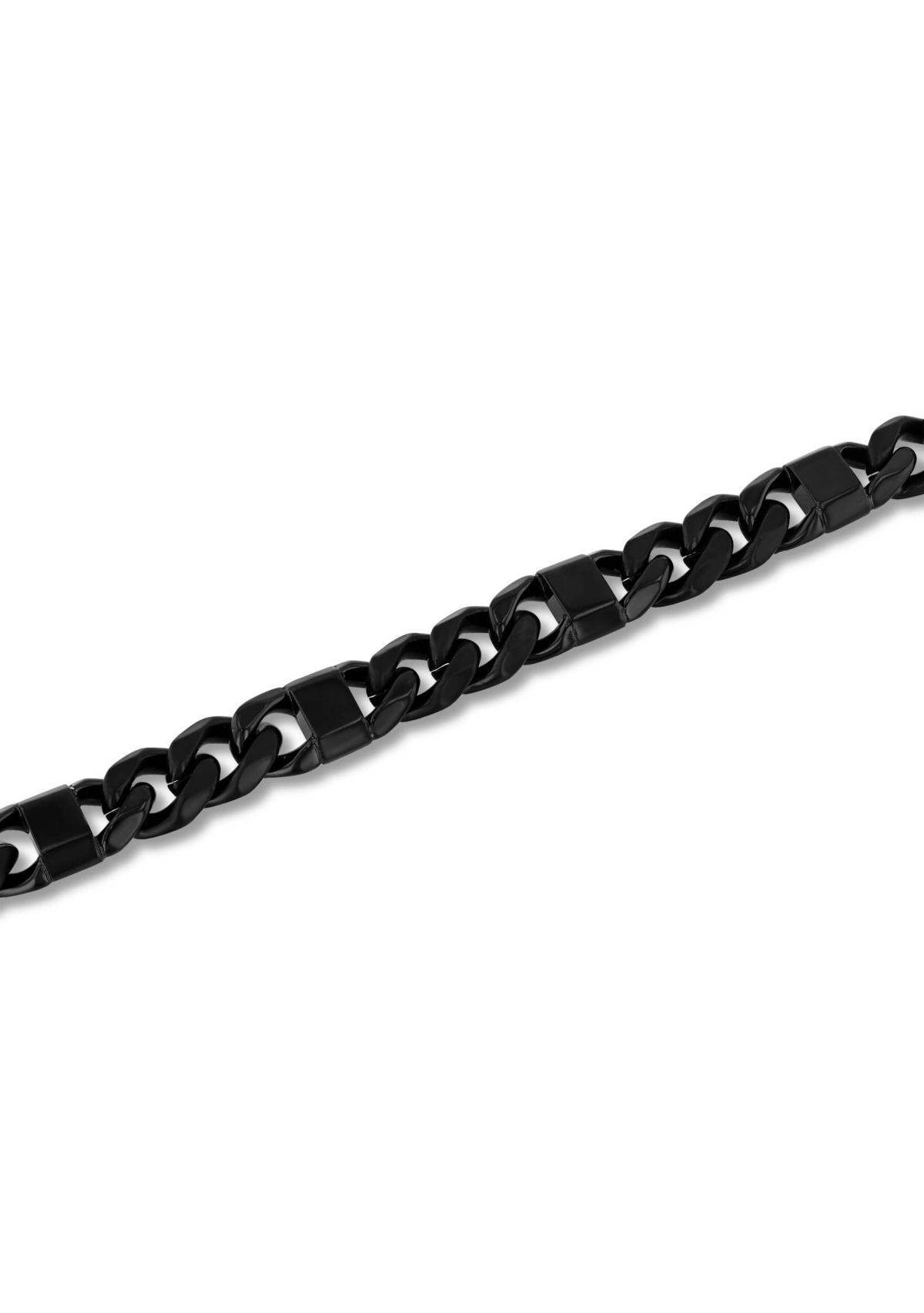 Stainless Steel Black Finish Square Station Link Bracelet