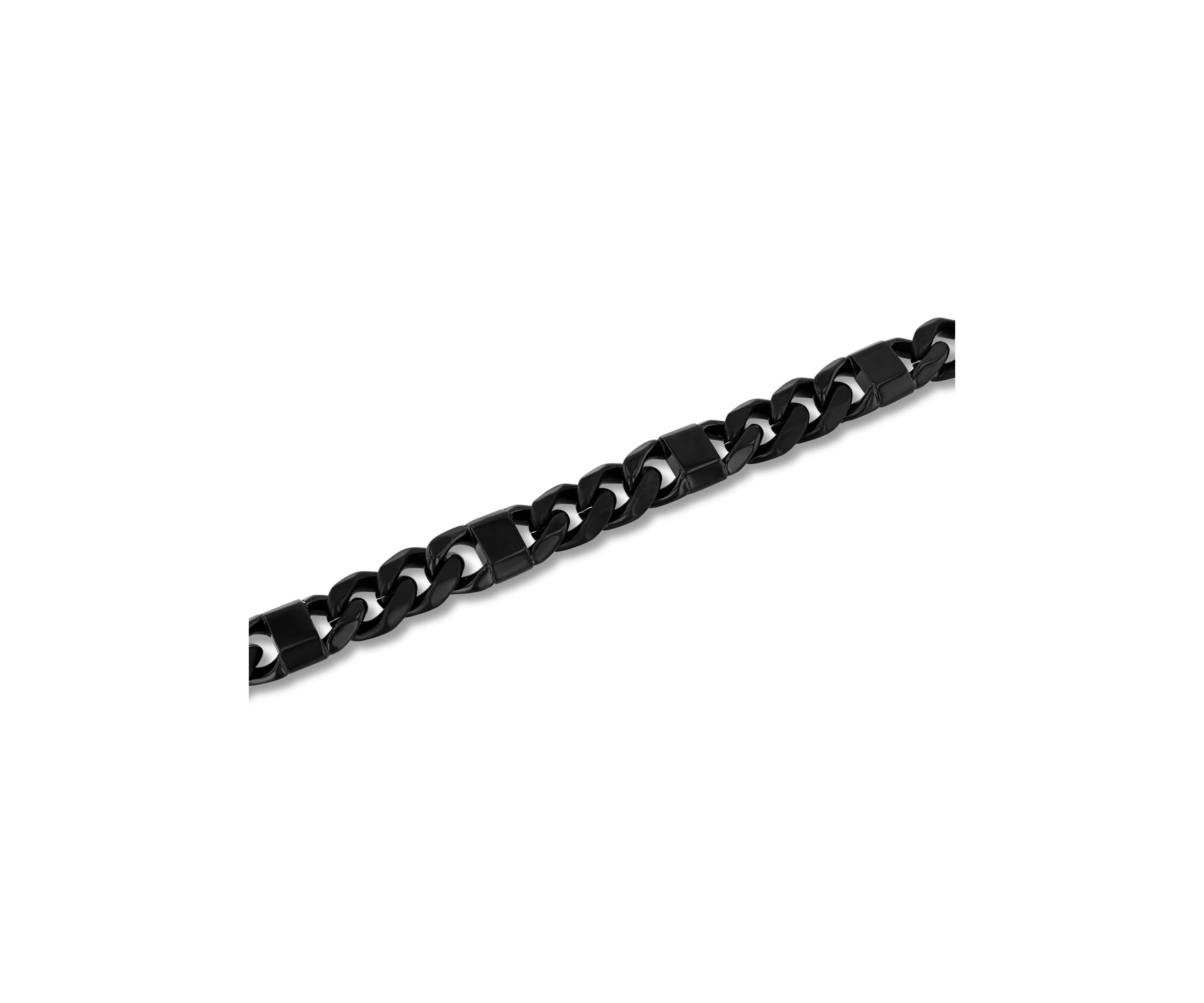 Stainless Steel Black Finish Square Station Link Bracelet