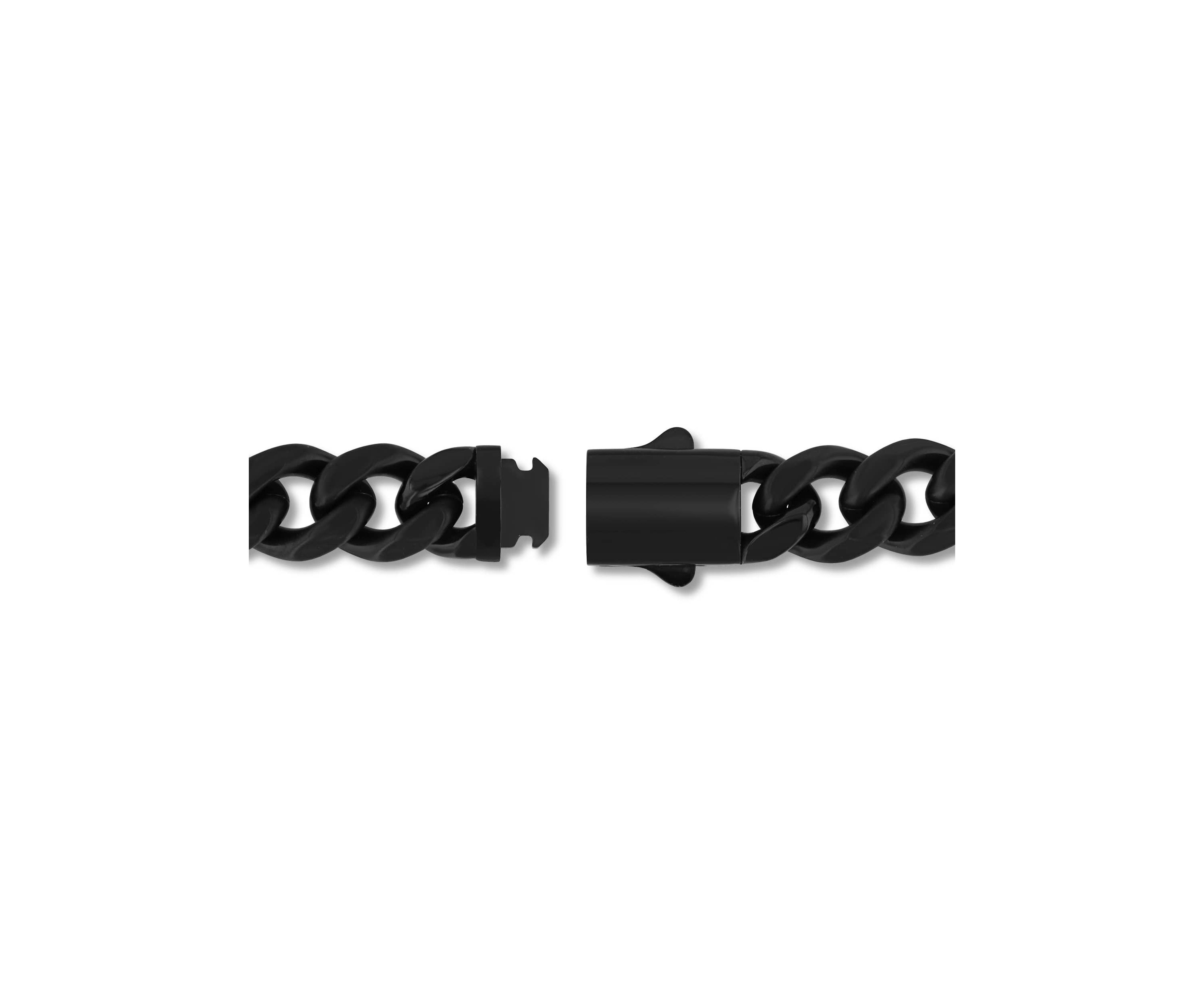 Stainless Steel Black Finish Square Station Link Bracelet
