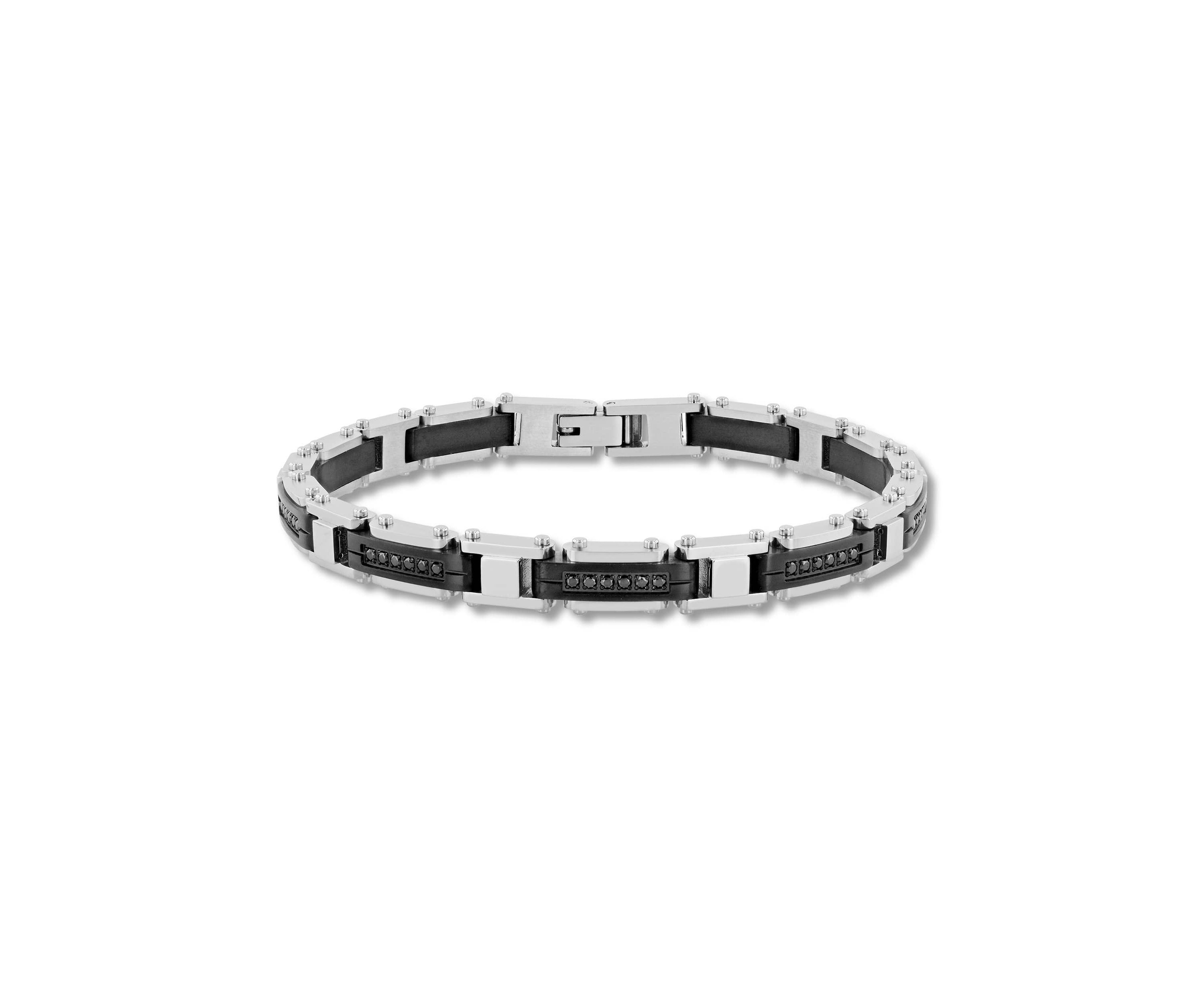 1/2CTW Black Diamond Stainless Steel wih Black Finish Link Bracelet