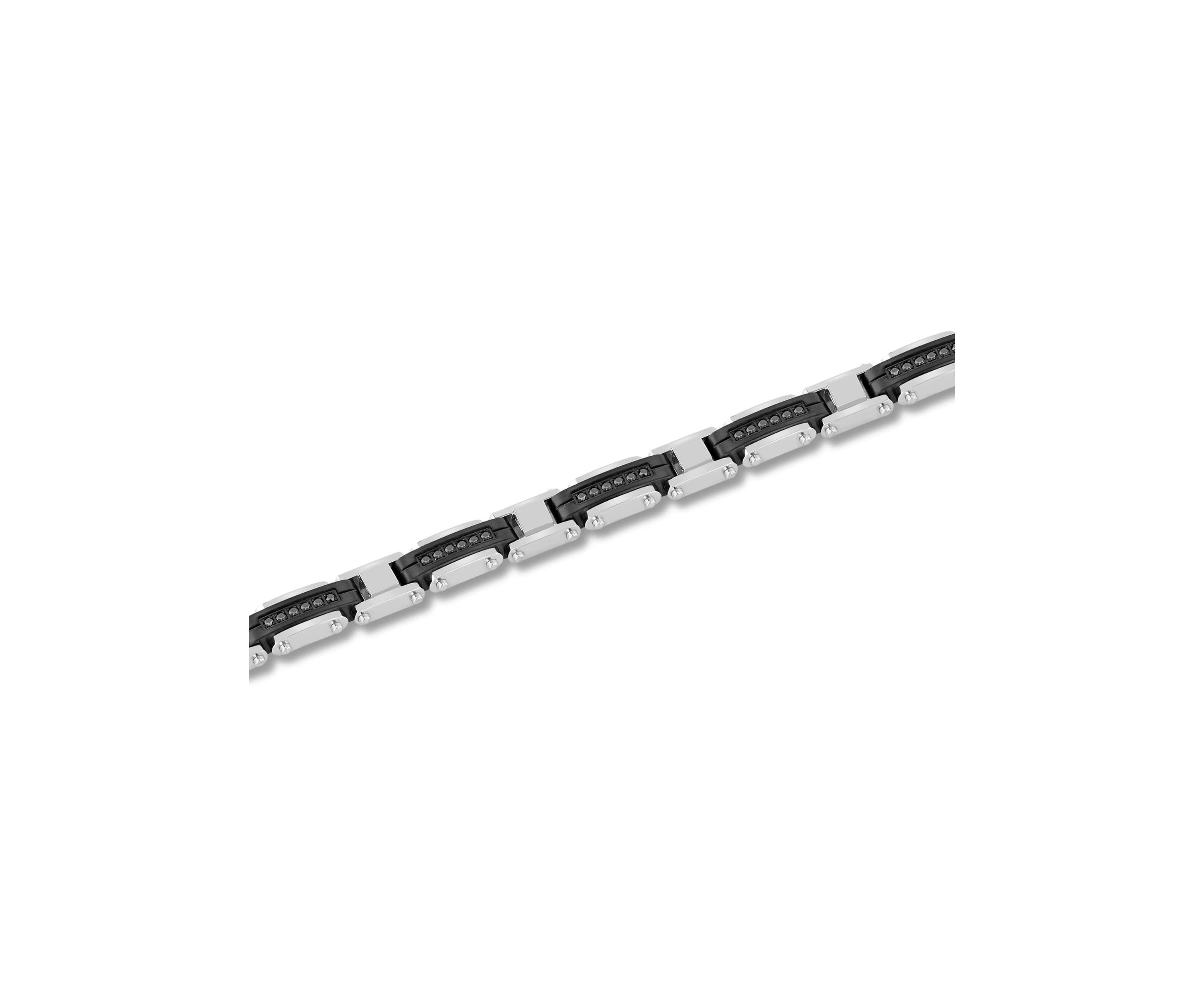 1/2CTW Black Diamond Stainless Steel wih Black Finish Link Bracelet
