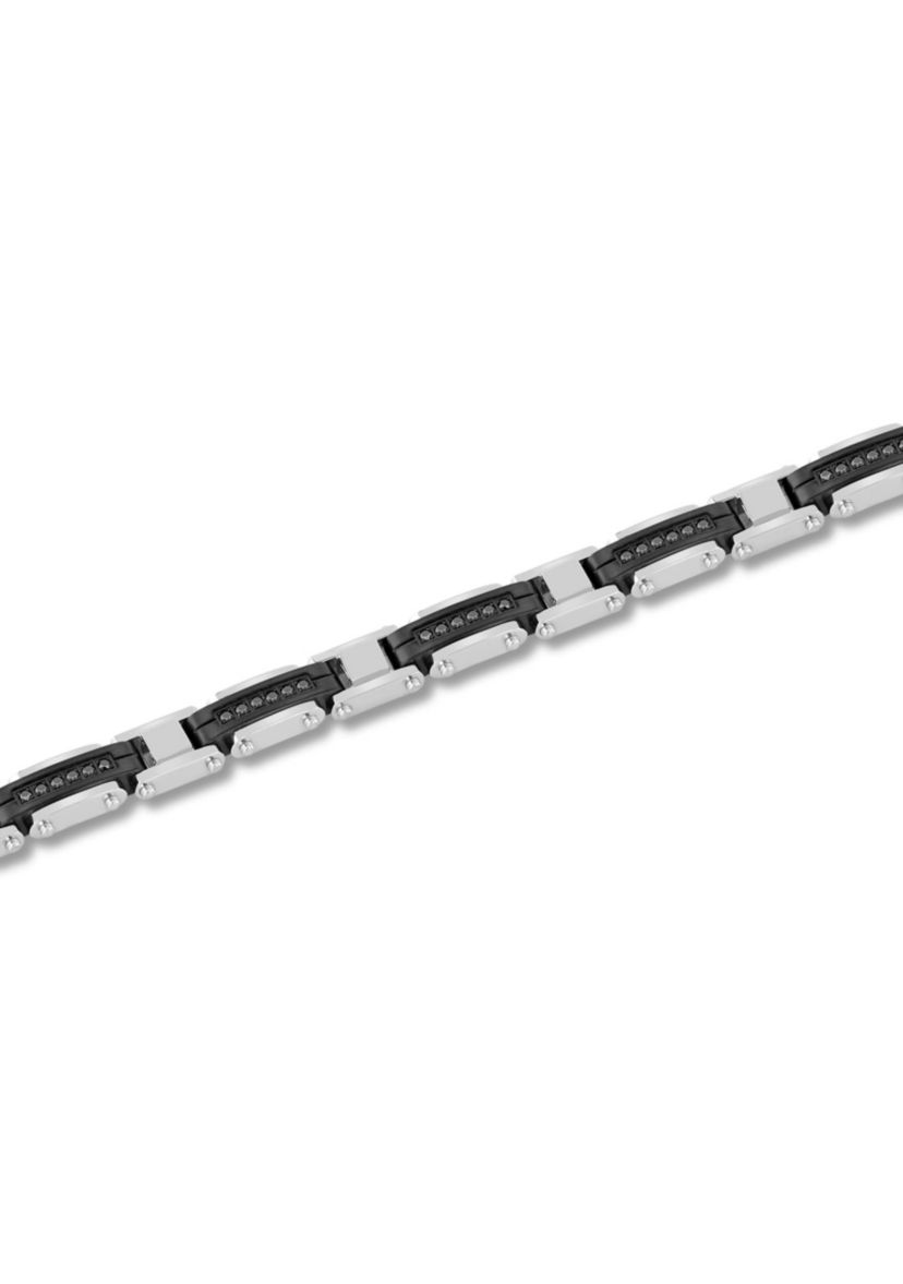 1/2CTW Black Diamond Stainless Steel wih Black Finish Link Bracelet