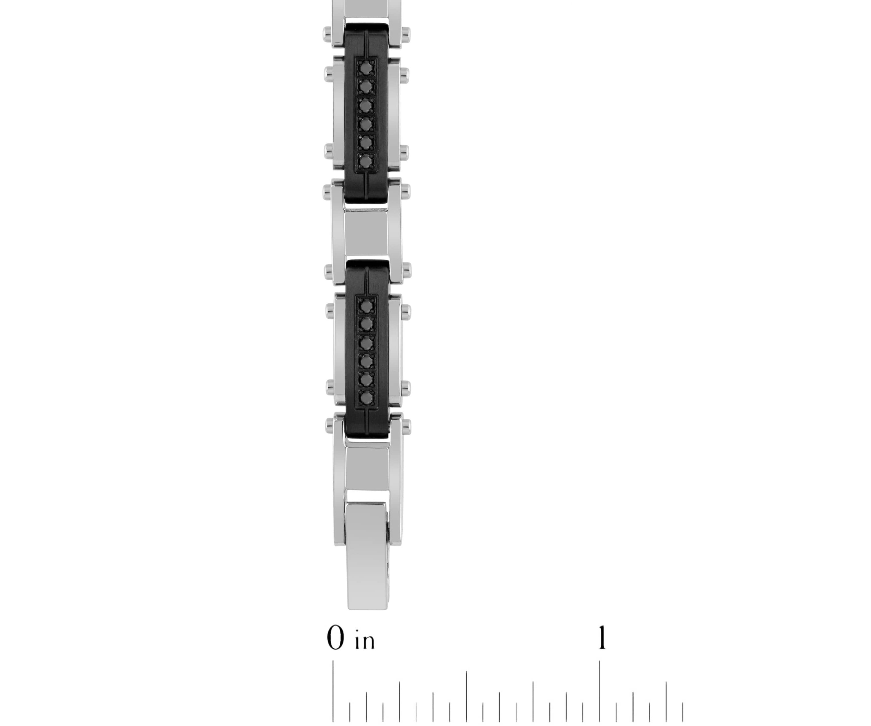1/2CTW Black Diamond Stainless Steel wih Black Finish Link Bracelet