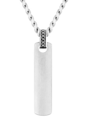 Belk & Co Menâs Stainless Steel Vertical Bar Pendant Necklace, Silver, 24 in