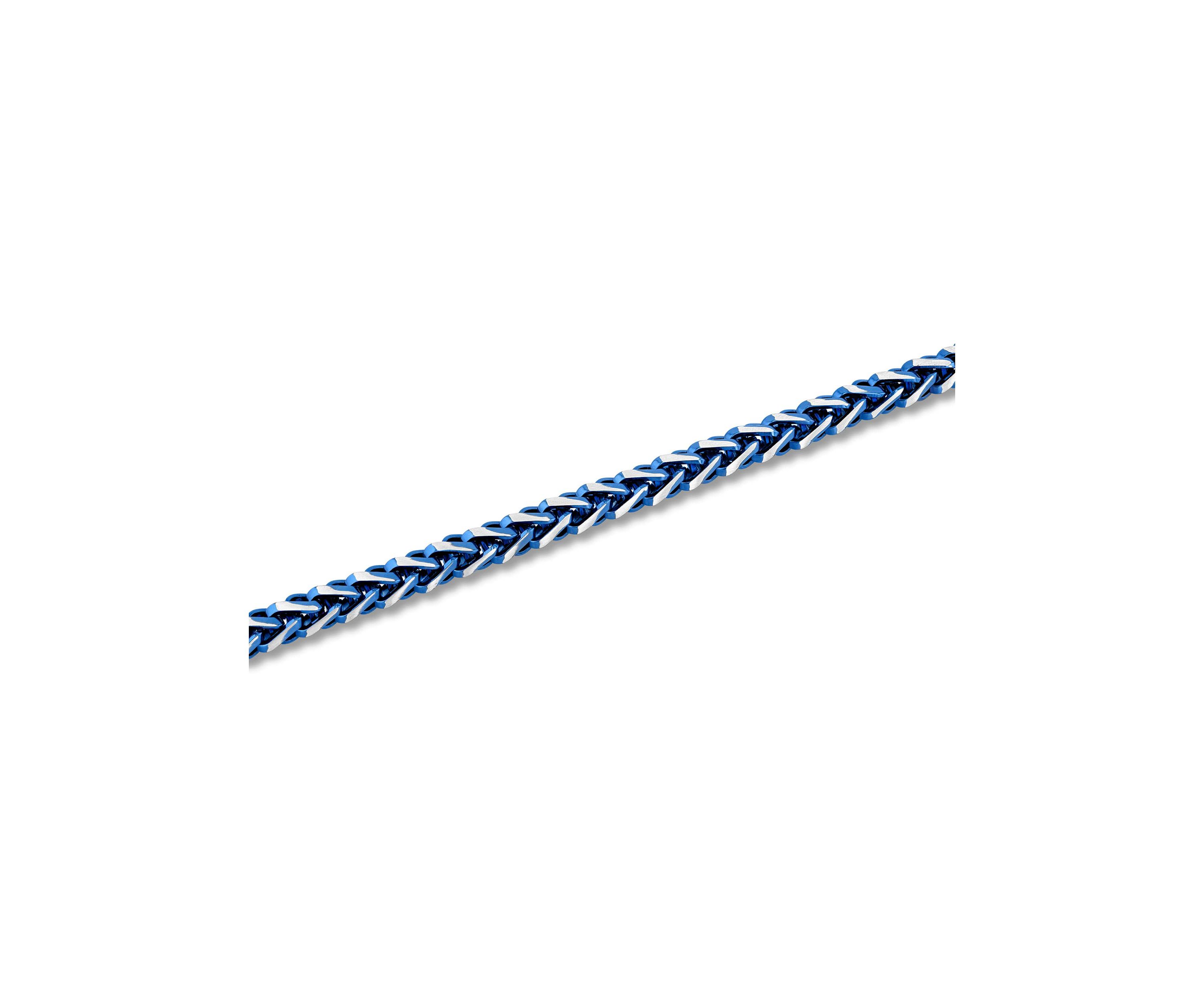 Mens Stainless Steel With Blue IP Franco Link Bracelet