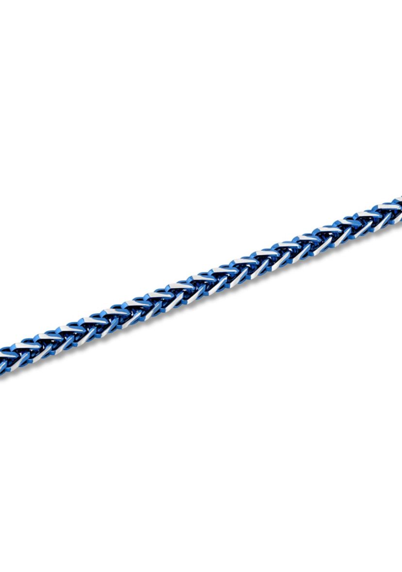 Mens Stainless Steel With Blue IP Franco Link Bracelet