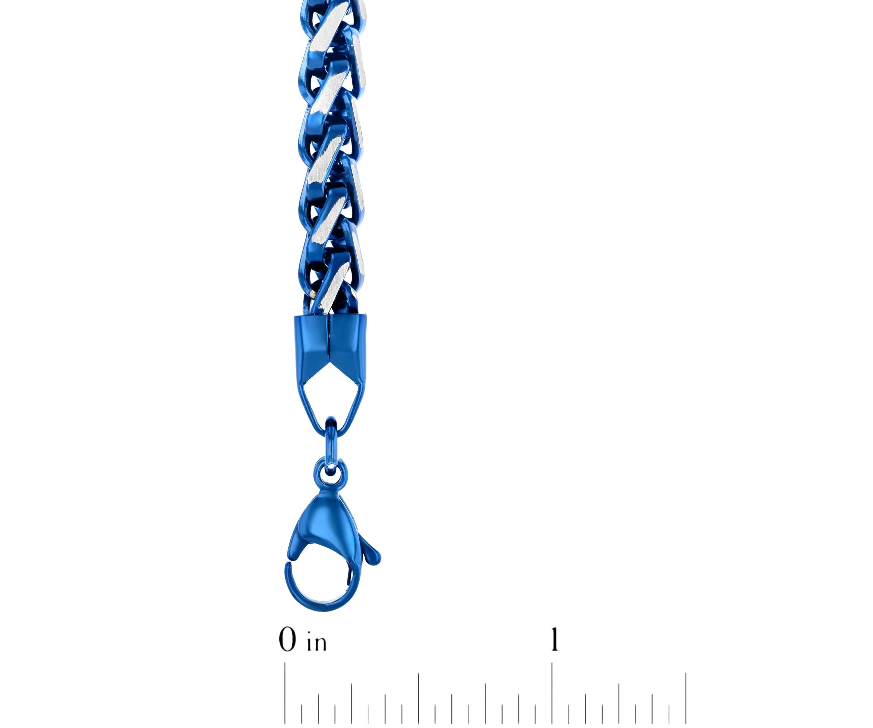 Mens Stainless Steel With Blue IP Franco Link Bracelet