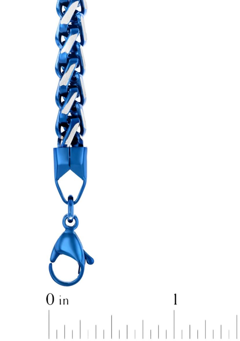Mens Stainless Steel With Blue IP Franco Link Bracelet