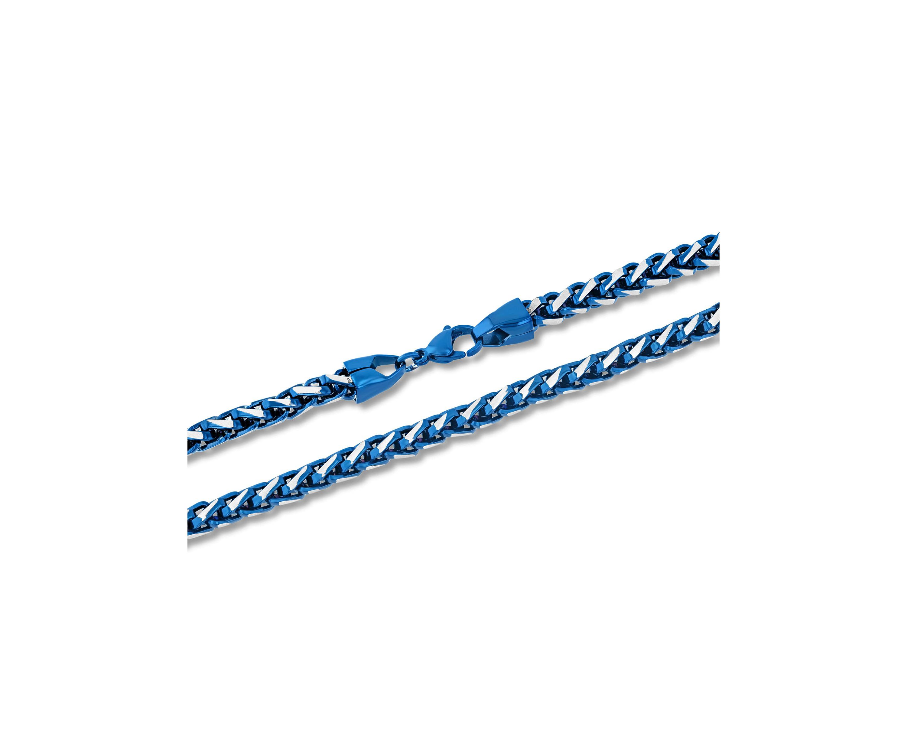 Mens Stainless Steel With Blue IP Franco Link Chain