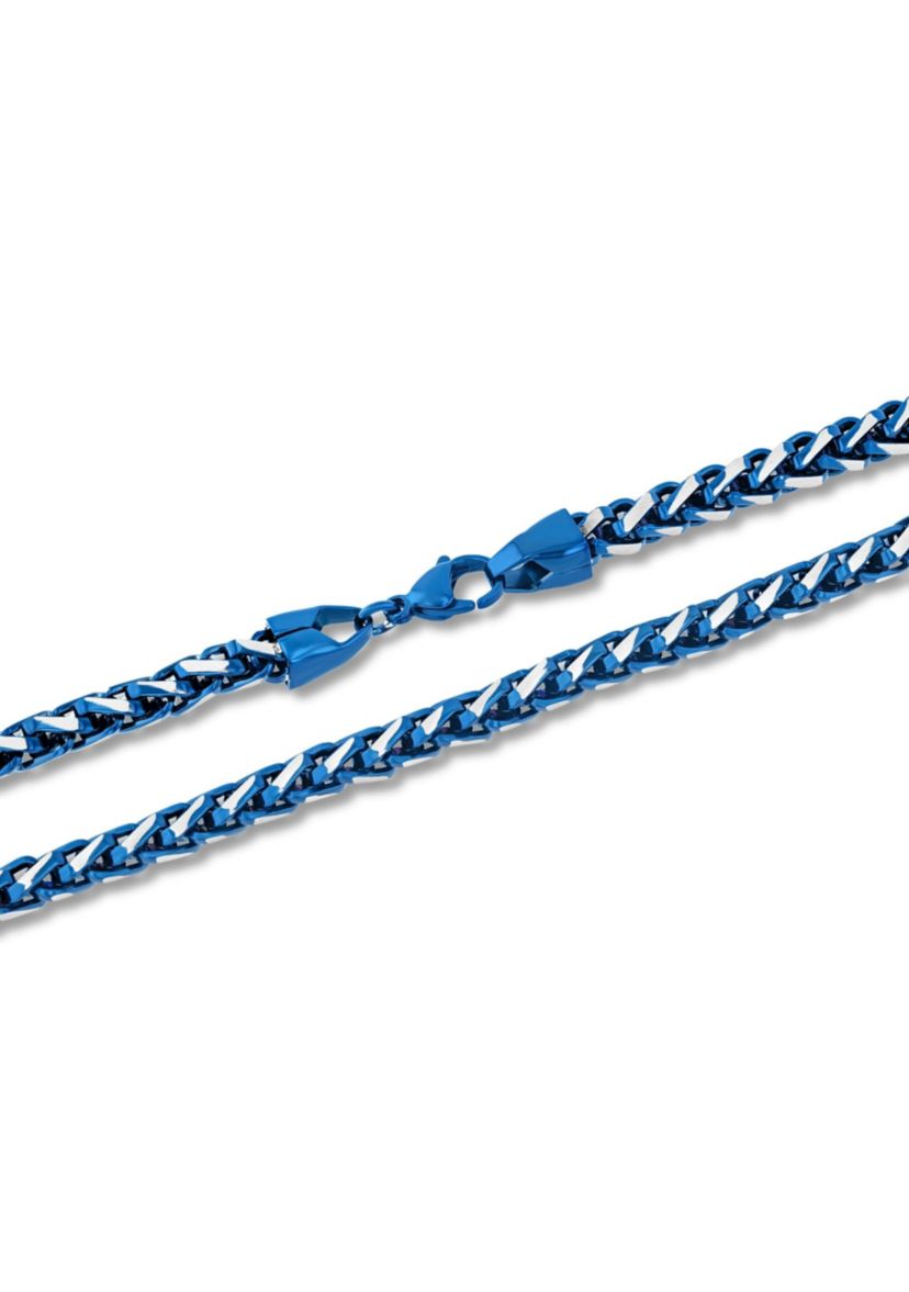 Mens Stainless Steel With Blue IP Franco Link Chain