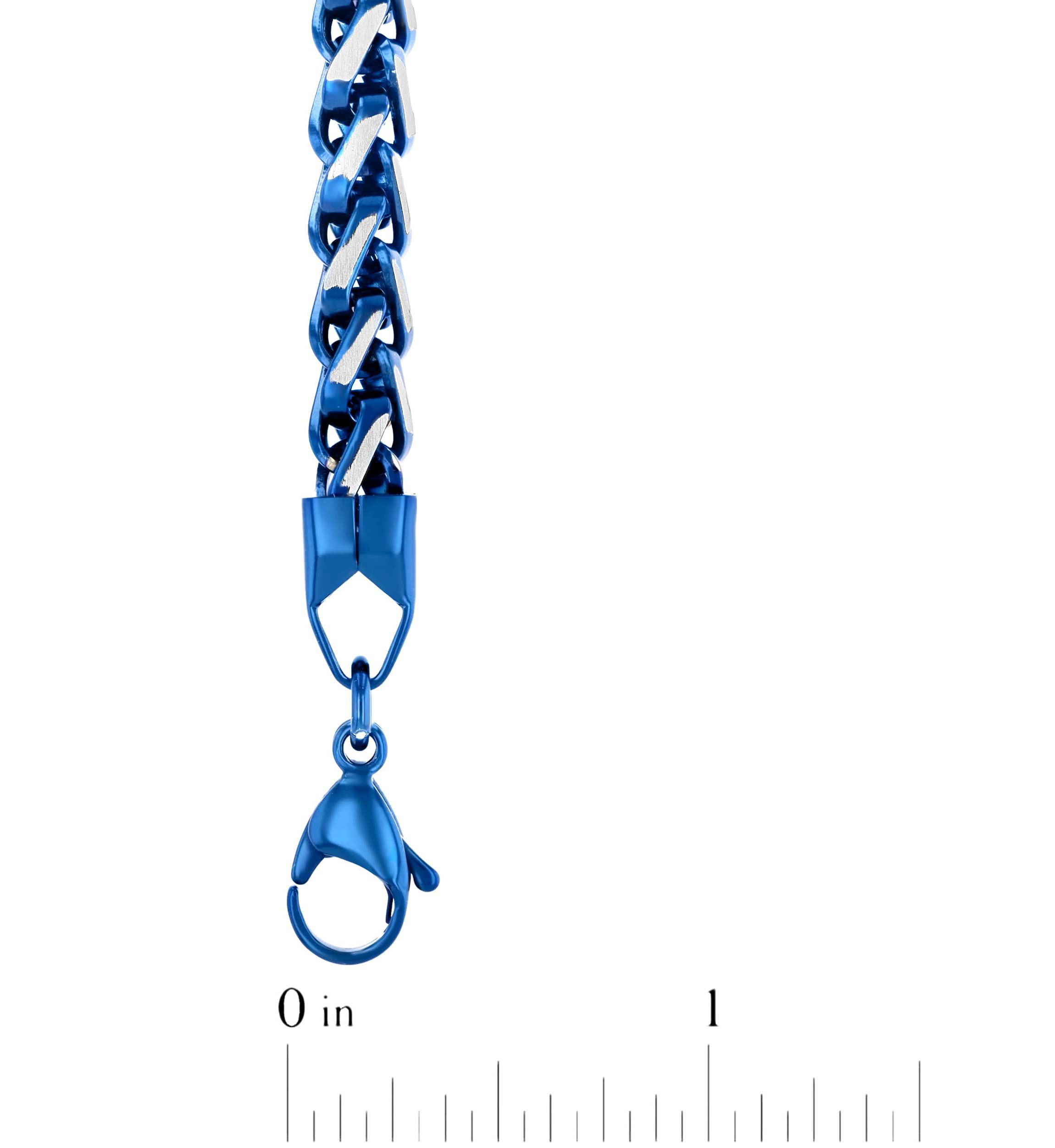 Mens Stainless Steel With Blue IP Franco Link Chain