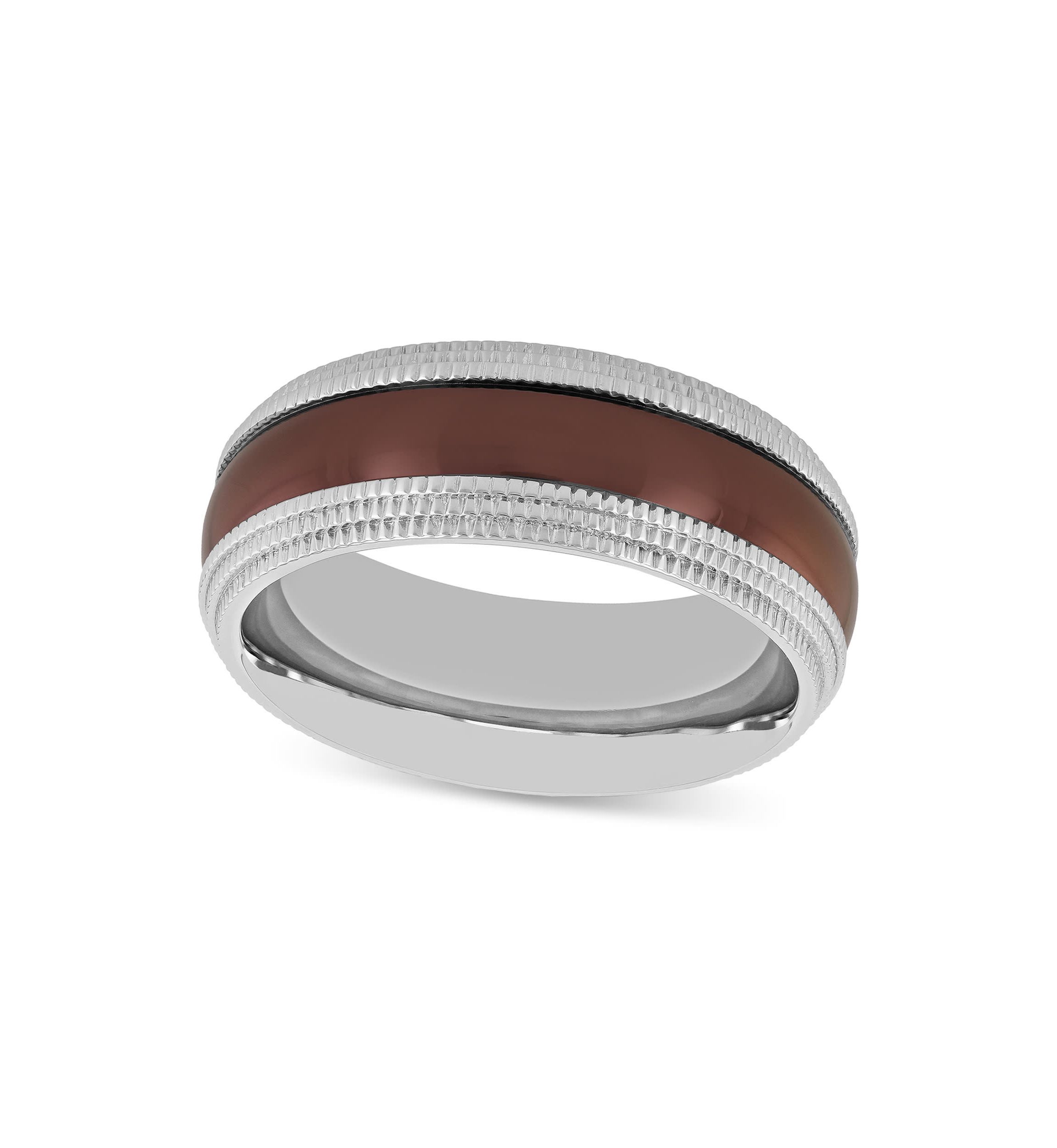 Brown Milgrain 8mm Band in Two-tone Stainless Steel