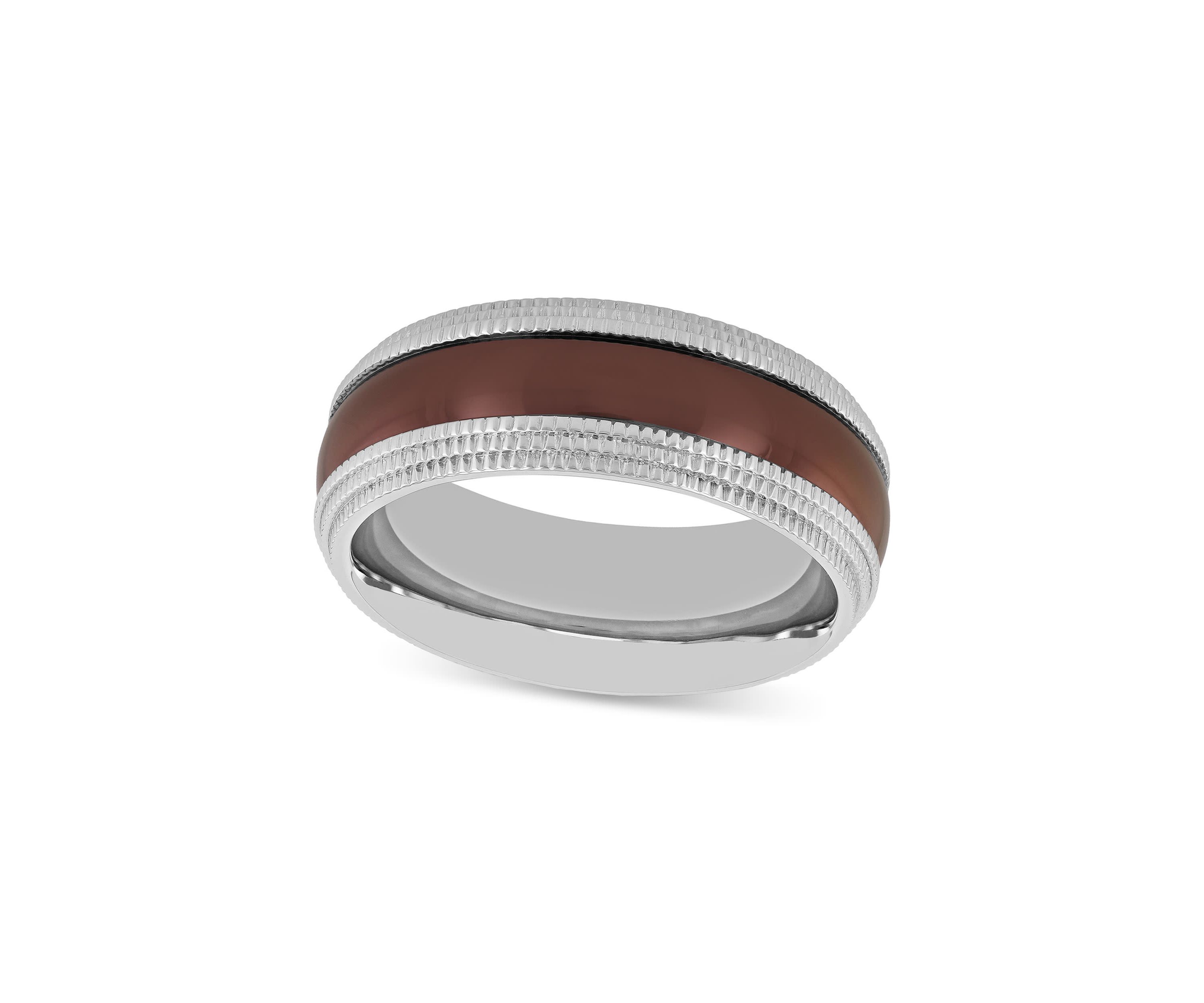 Brown Milgrain 8mm Band in Two-tone Stainless Steel