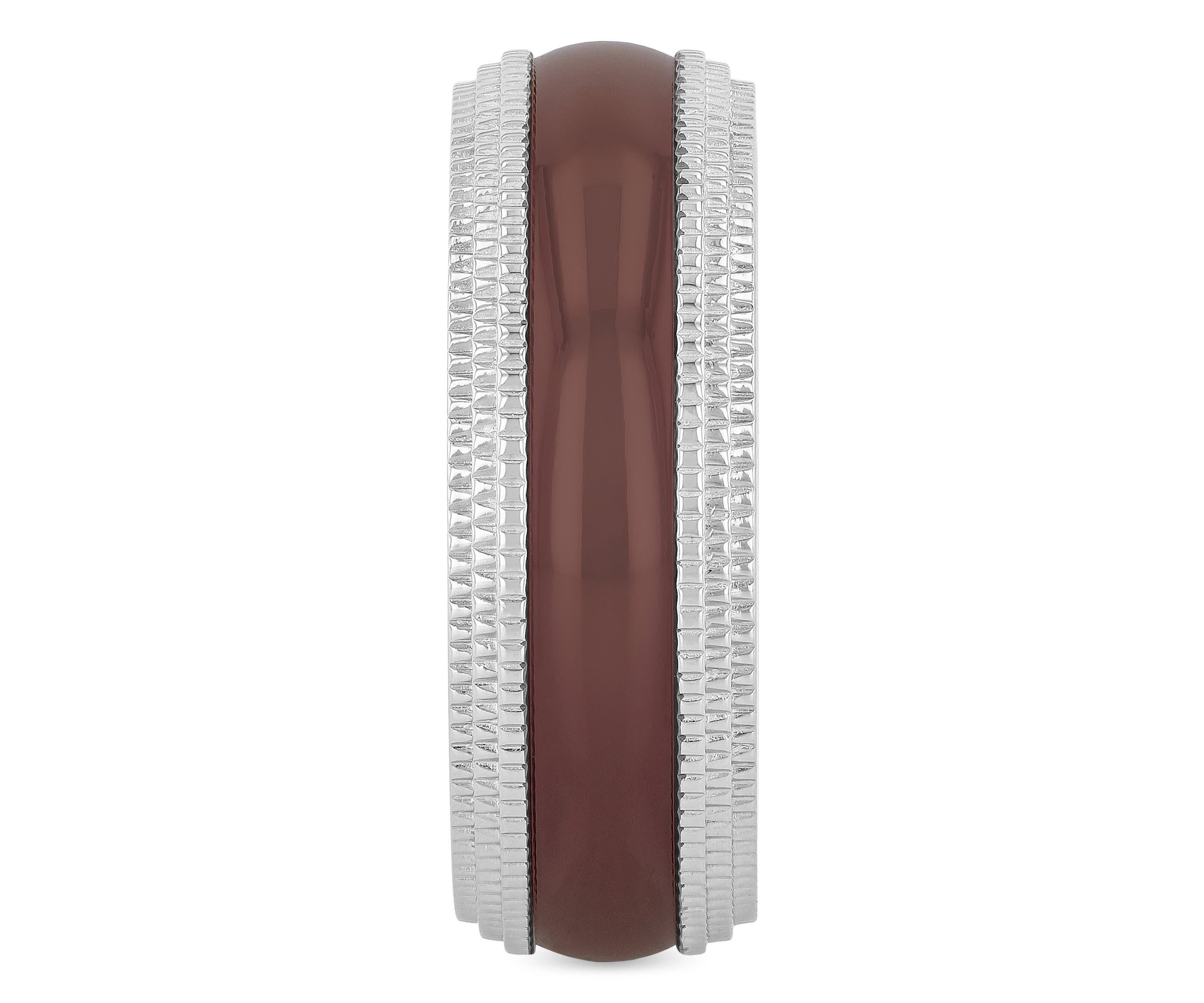 Brown Milgrain 8mm Band in Two-tone Stainless Steel