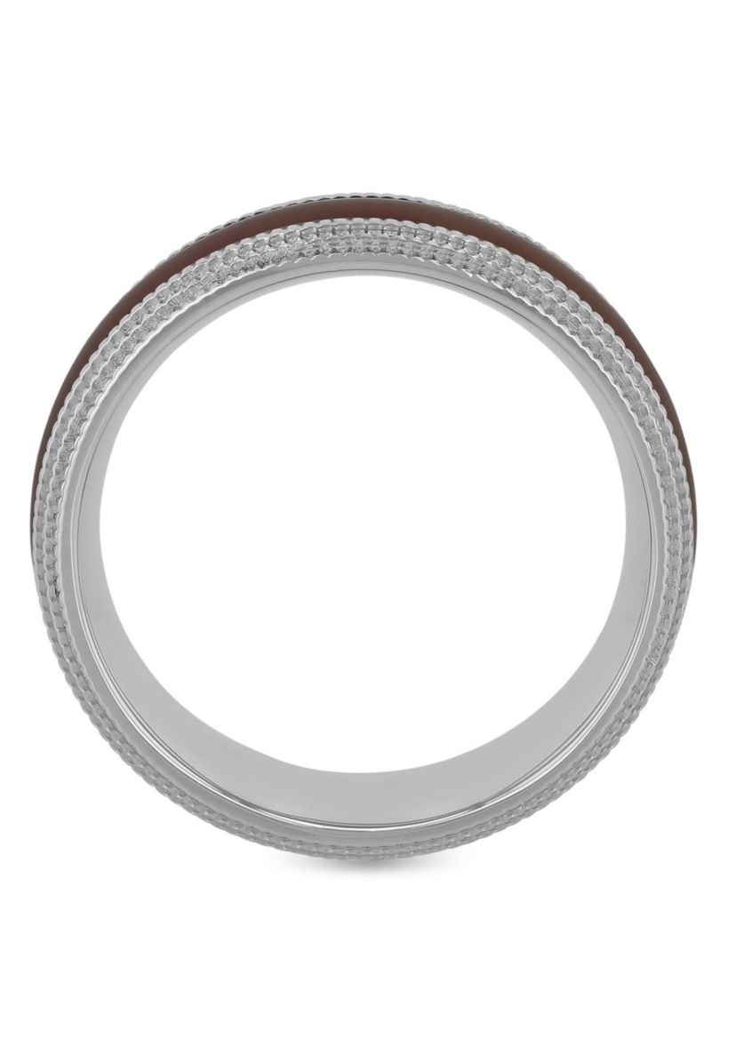 Brown Milgrain 8mm Band in Two-tone Stainless Steel